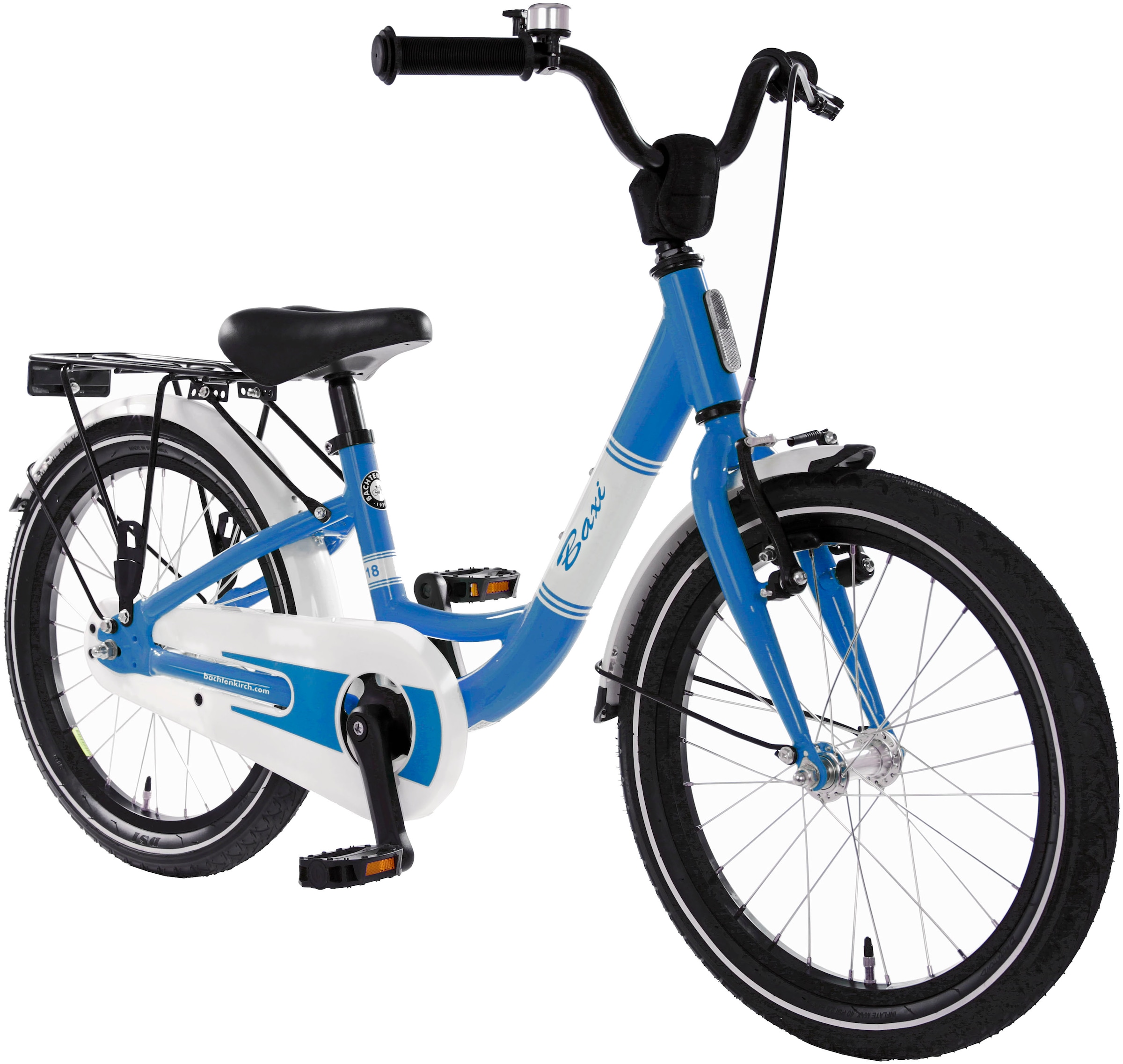 Bachtenkirch Kinderfahrrad »18" Baxi - blau«, 1 Gang, ohne Schaltung, (Packung), Alu Kinderfahrrad mit Vollausstattung, erhältlich in 14/16/18 Zoll
