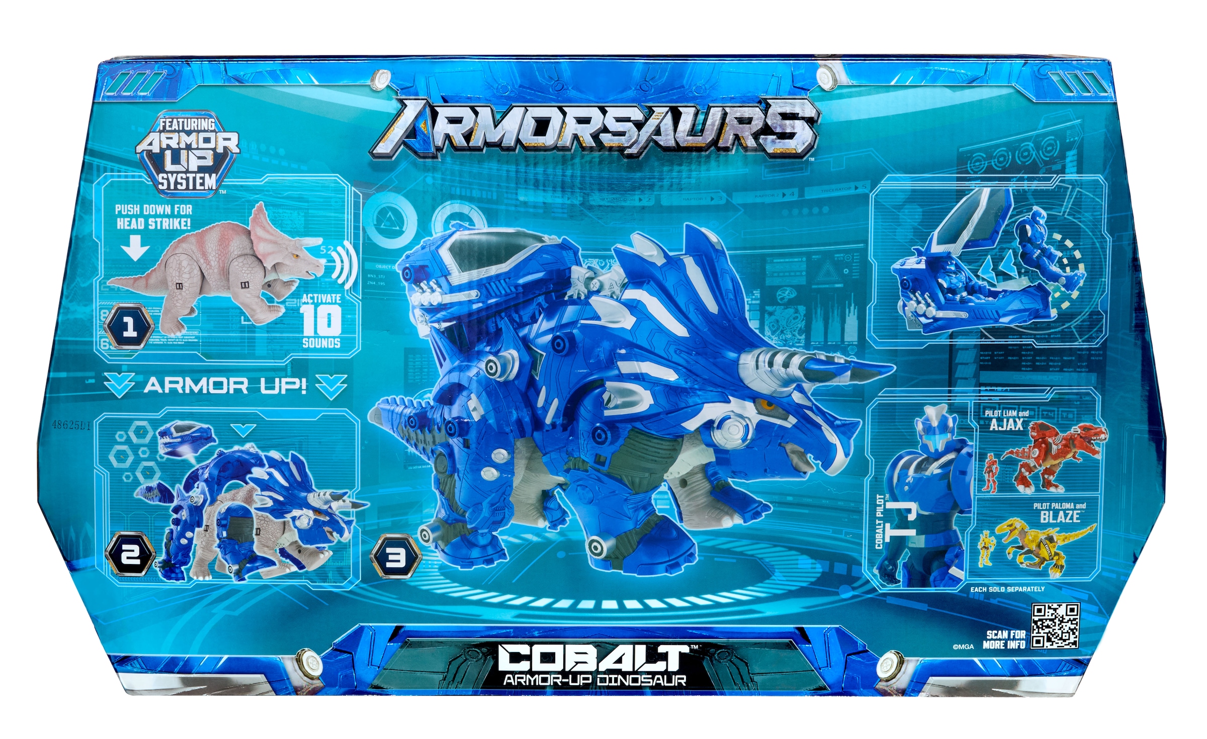 MGA ENTERTAINMENT Actionfigur »Armosaurs Armor-Up Dinosaur- Triceratops - Cobalt« mit Soundeffekt