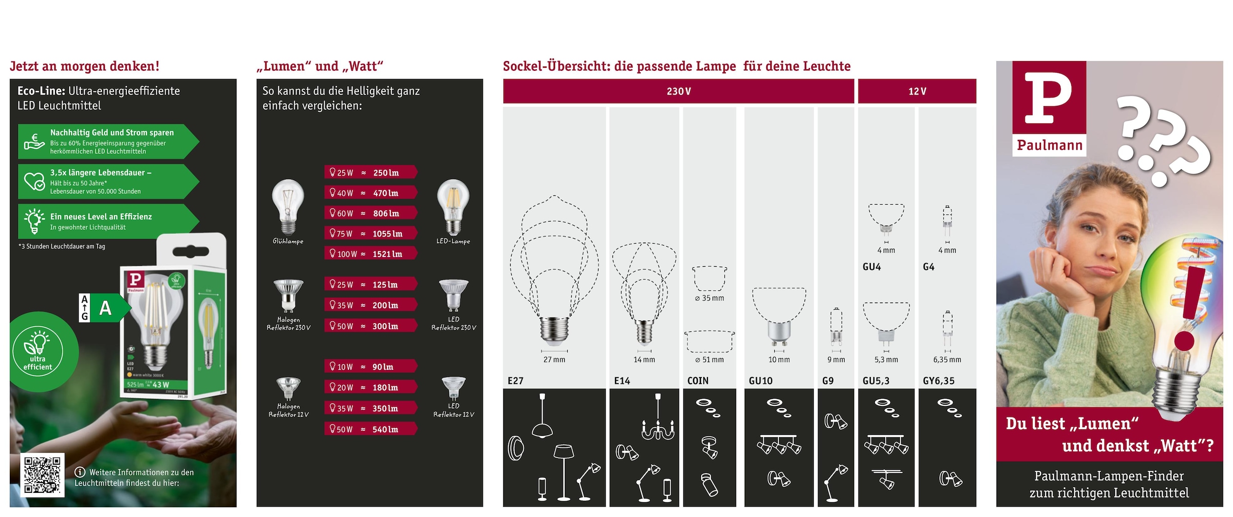 Paulmann LED-Leuchtmittel »Eco-Line 3er Pack Kerze 525lm 2,5W 3000K klar 230V« Warmweiß
