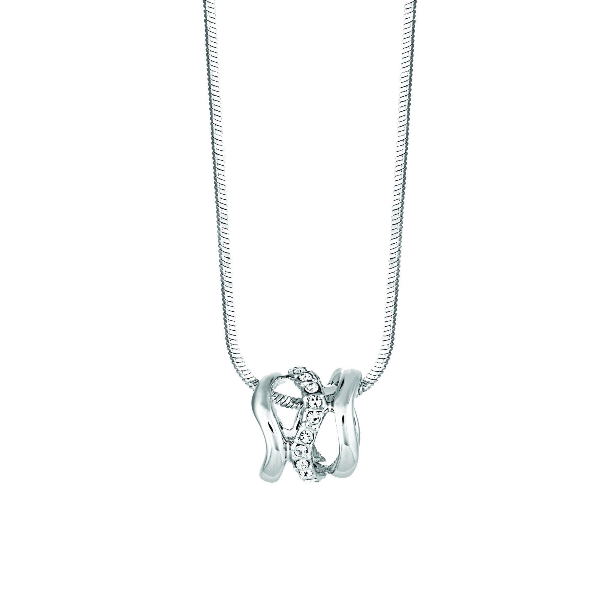 Buckley London Anhänger mit Kette Messing rhodiniert mit Kristallen