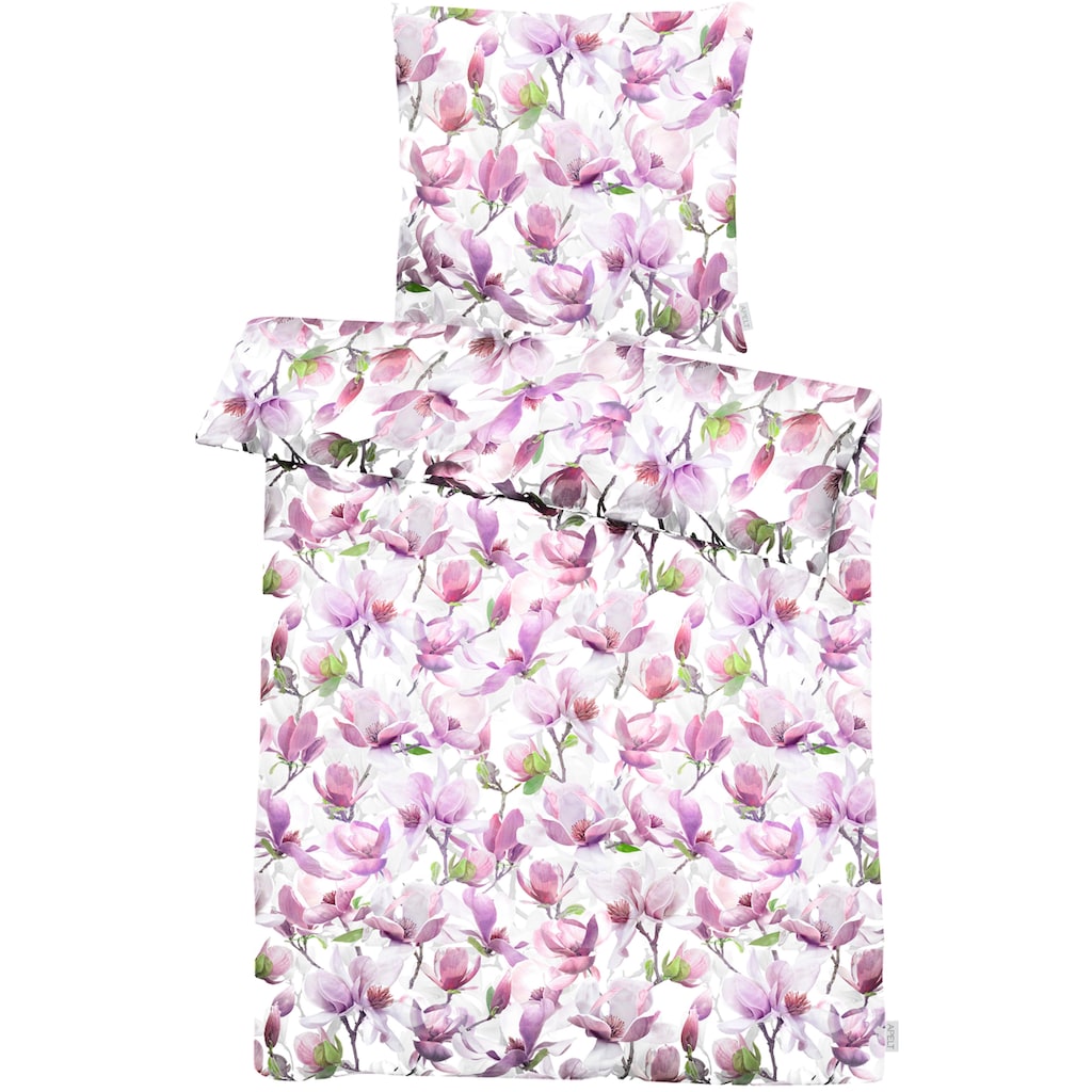 APELT Wendebettwäsche »Dorothy«, exklusive Design Bettwäsche mit großblütigen Magnolienzweige