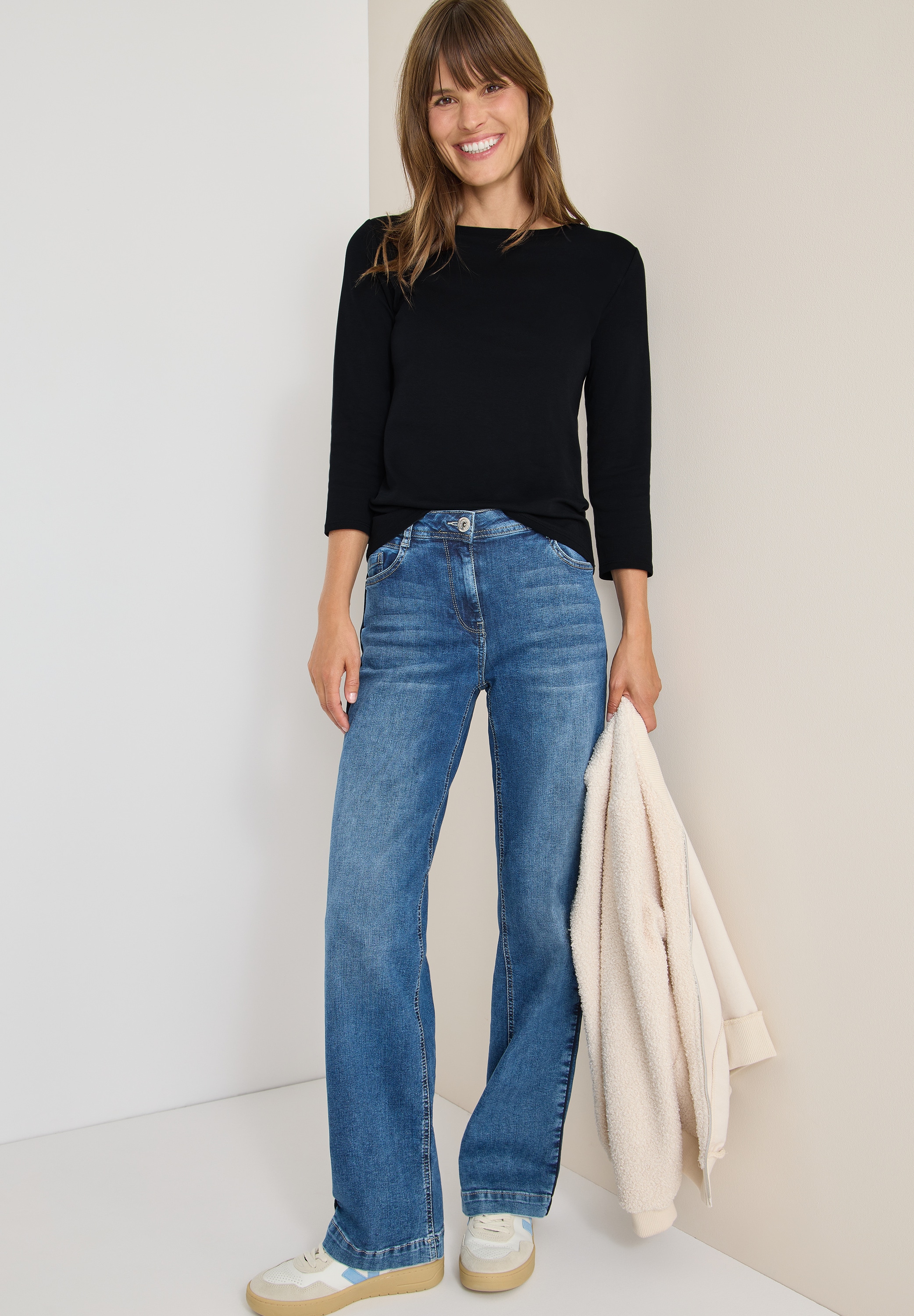 Cecil 3/4-Arm-Shirt mit U-Boot-Ausschnitt