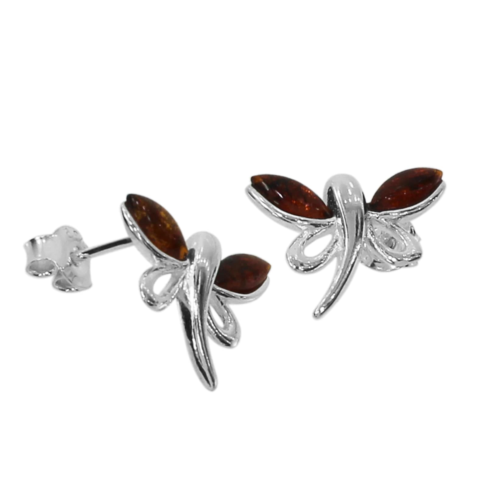 OSTSEE-SCHMUCK Paar Ohrstecker »- Schmetterling - Silber 925/000 - Bernstein«