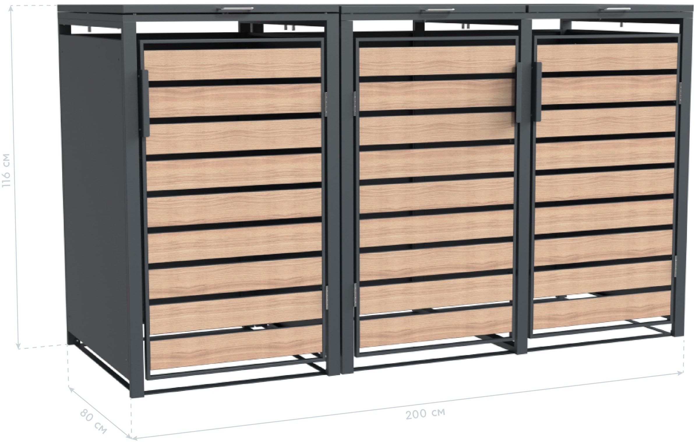 WESTMANN Mülltonnenbox »Lacina« Platz für 3 Mülltonnen je 240 L, BxHxT: 200x80x116 cm