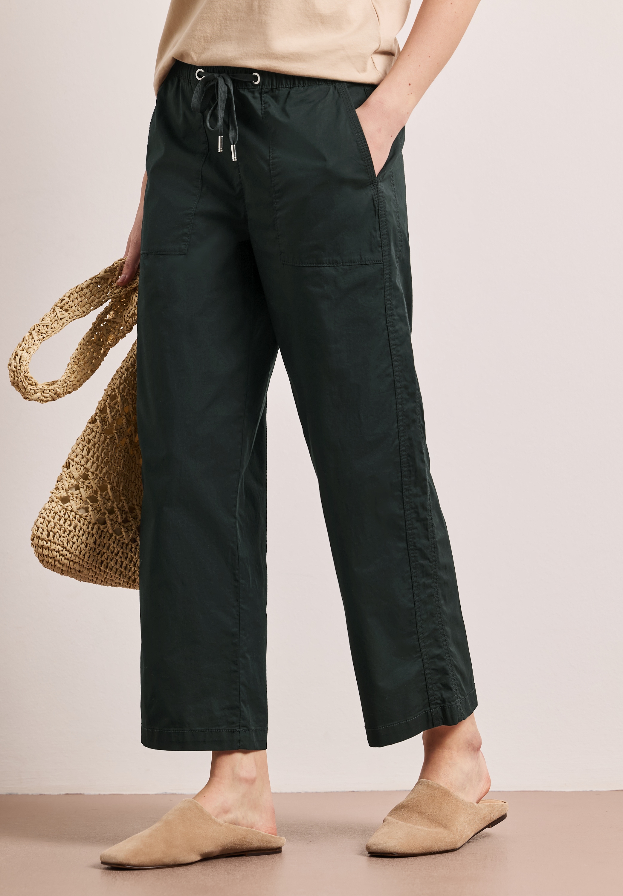 STREET ONE Paperbag-Hose  mit elastischem Bund