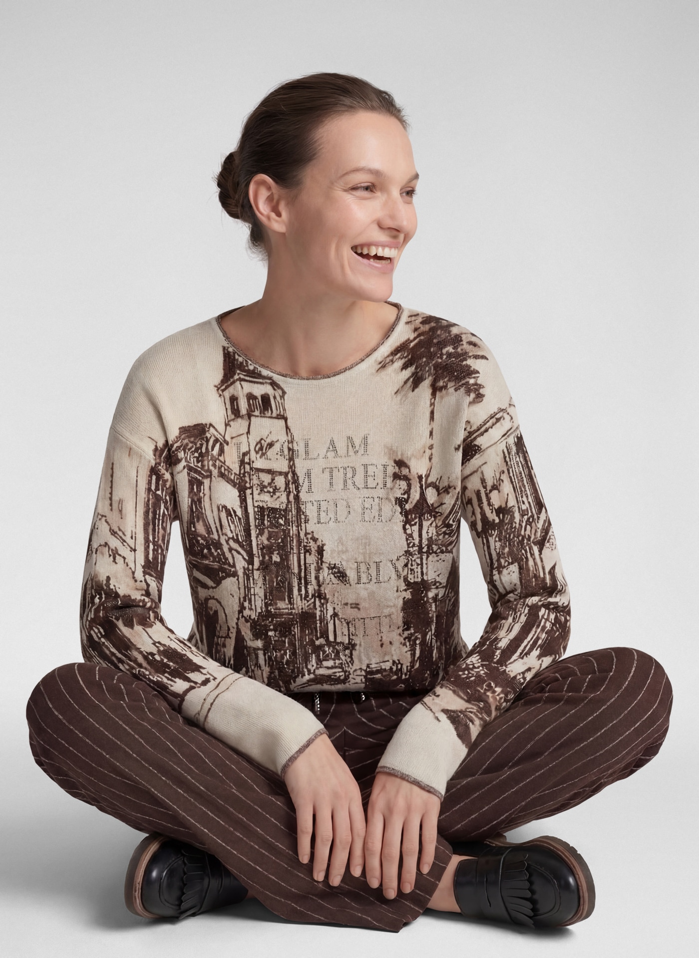 Rabe Strickpullover mit All-Over Print