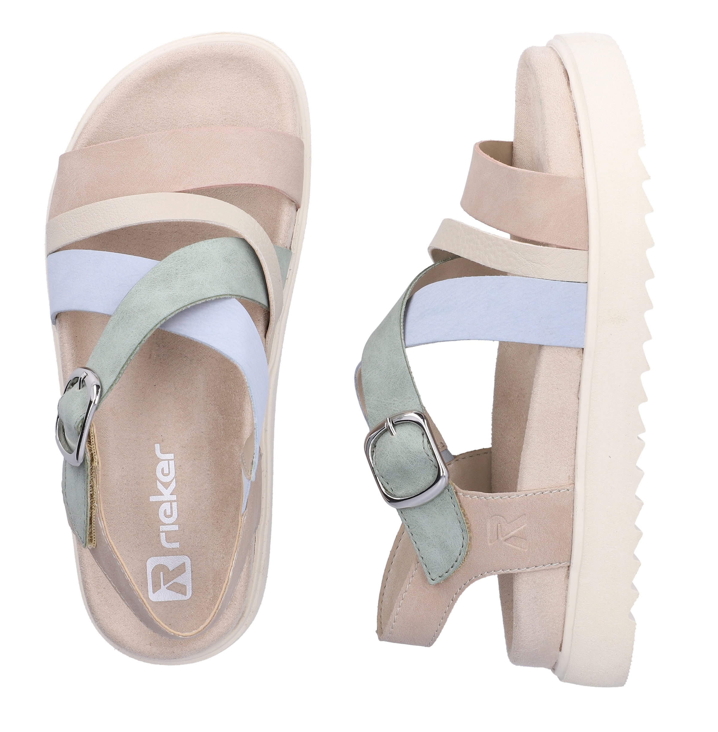 Rieker Plateausandale  Sandalette, Urlaubsschuh, Sommerschuh mit Klett-Riemchen