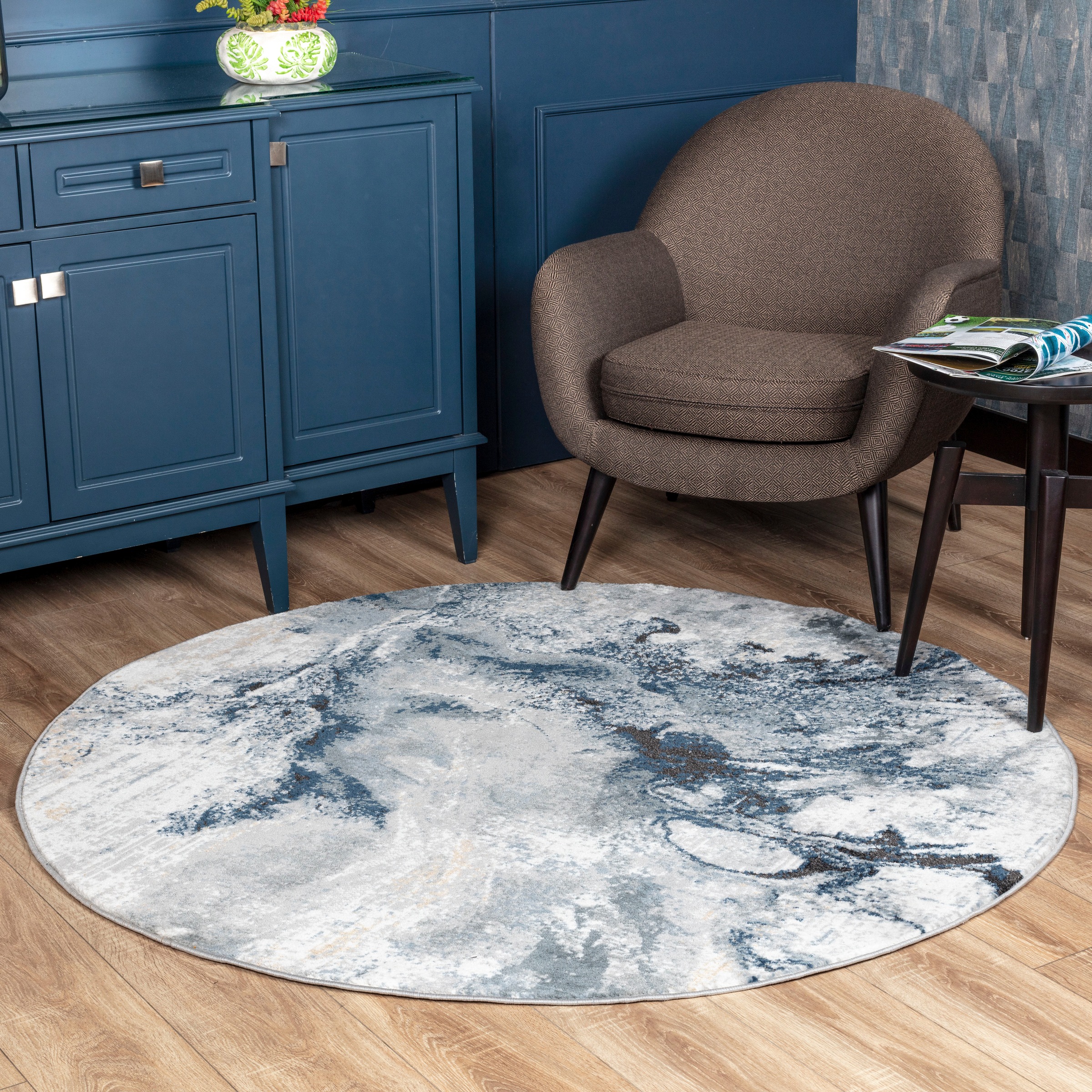 Surya Teppich »Abstract«, rund, 10 mm Höhe, Modern Marmor Design, Wohnzimmerteppich, Schlafzimmer