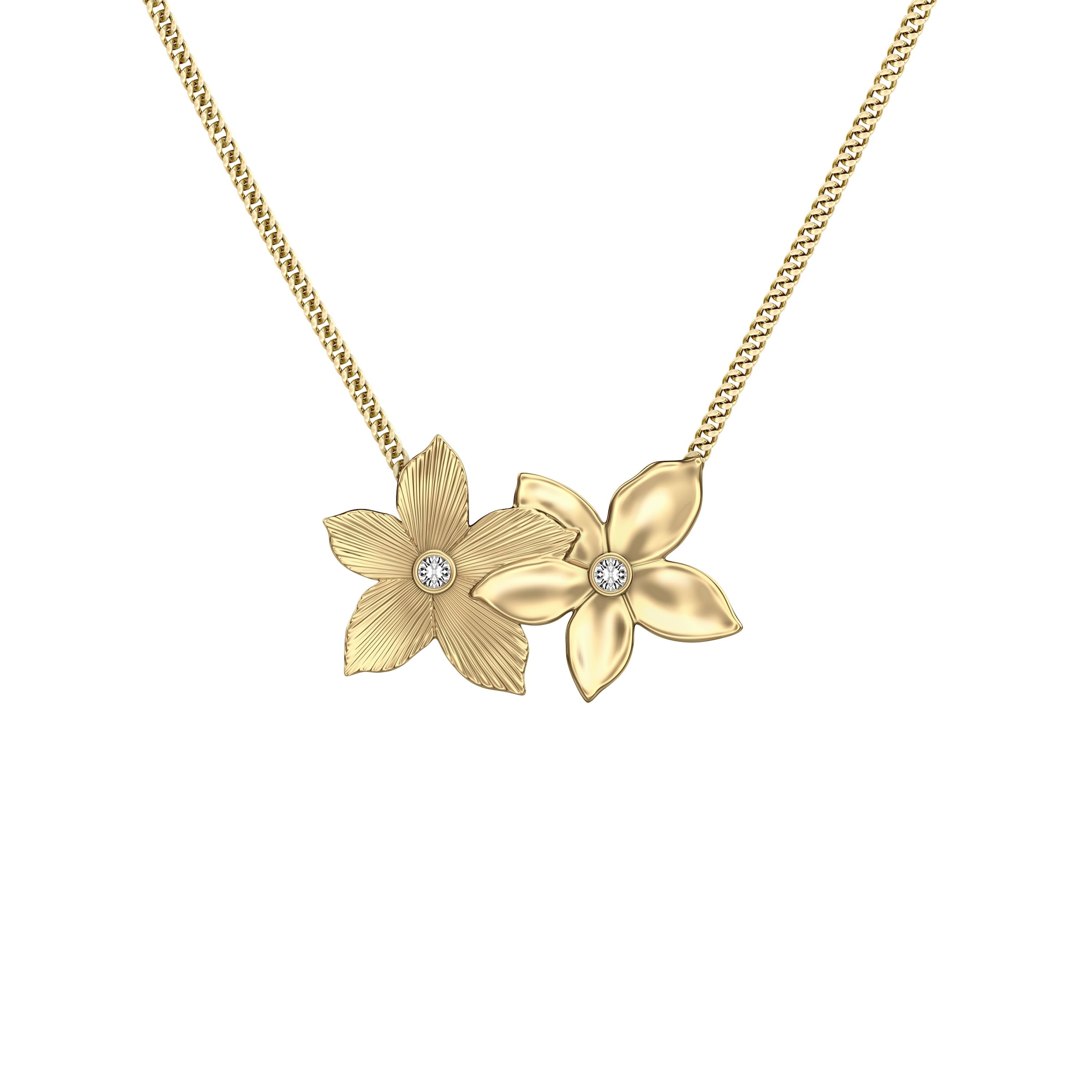 Fossil Kette mit Anhänger »Schmuck Geschenk Edelstahl Halskette Blume Sutton« mit Glasstein