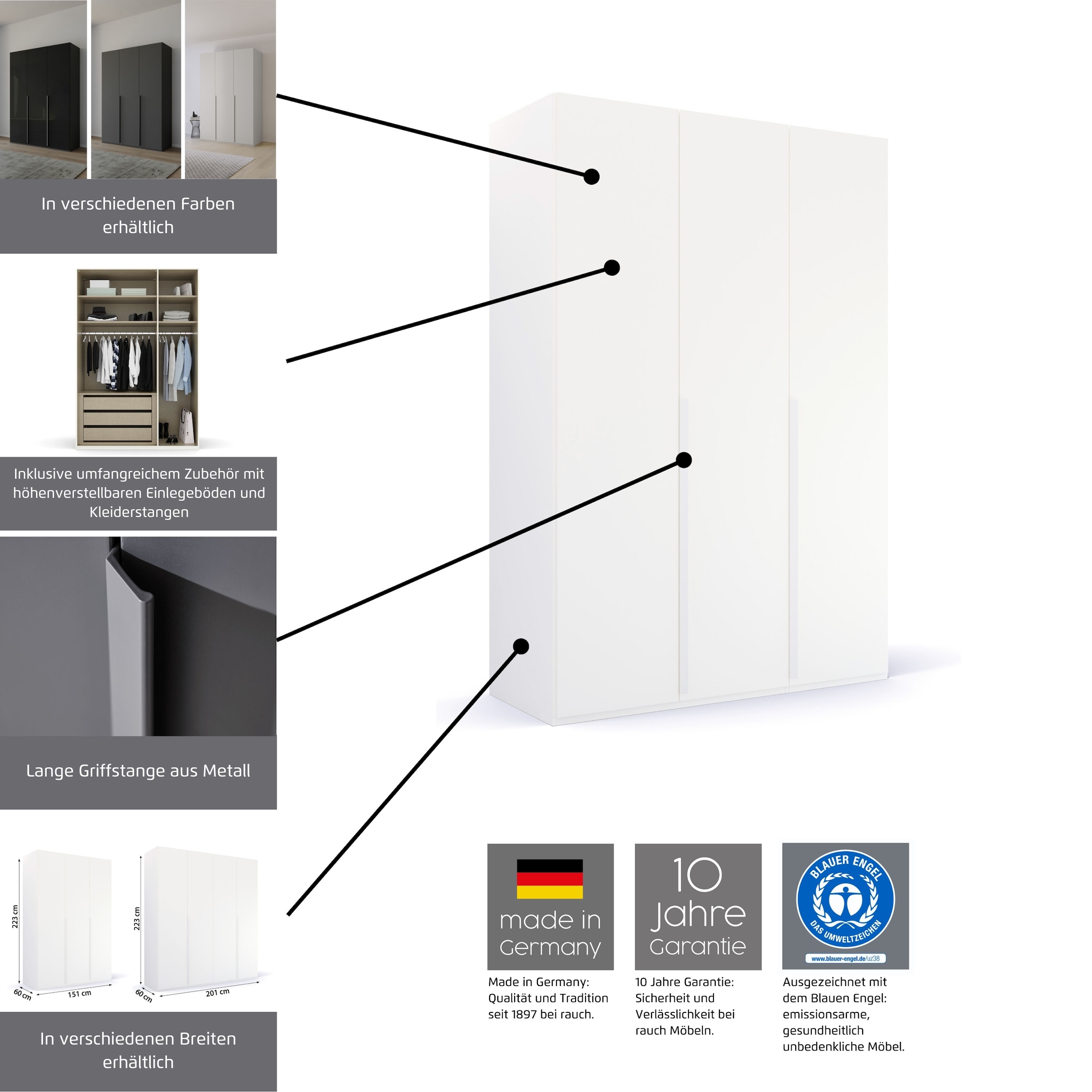 rauch Drehtürenschrank »Purisma«, mit Glasfront und umfangreicher Innenausstattung