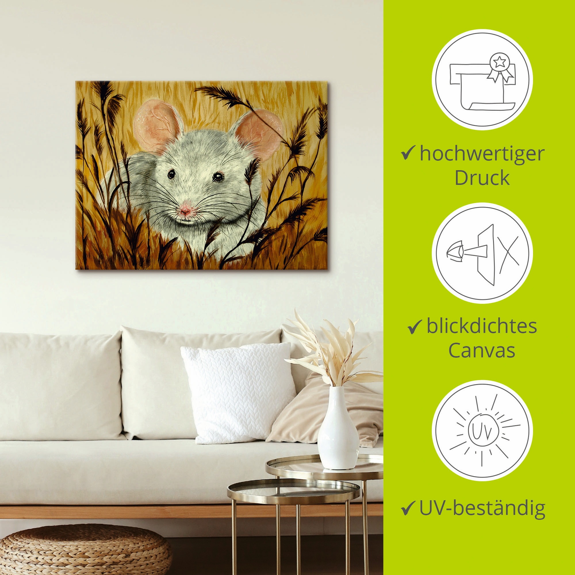 Artland Wandbild »Maus«, Haustiere, (1 St.), als Alubild, Leinwandbild, Wandaufkleber oder Poster in versch. Größen