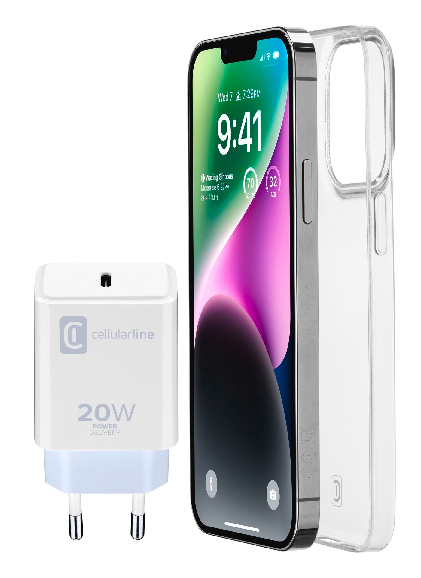 Cellularline USB-Ladegerät »Starter Kit Charger + Case«, für iPhone 14