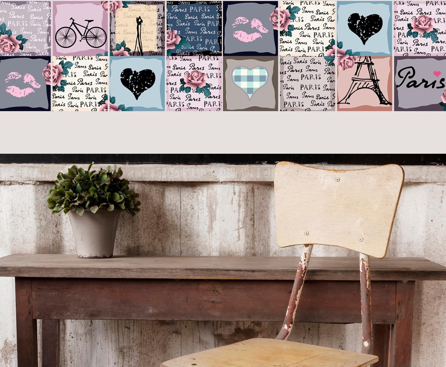 queence Fliesenaufkleber »Paris«, (12 St.), Stickerfliesen, selbstklebend, Sticker, 12er Set