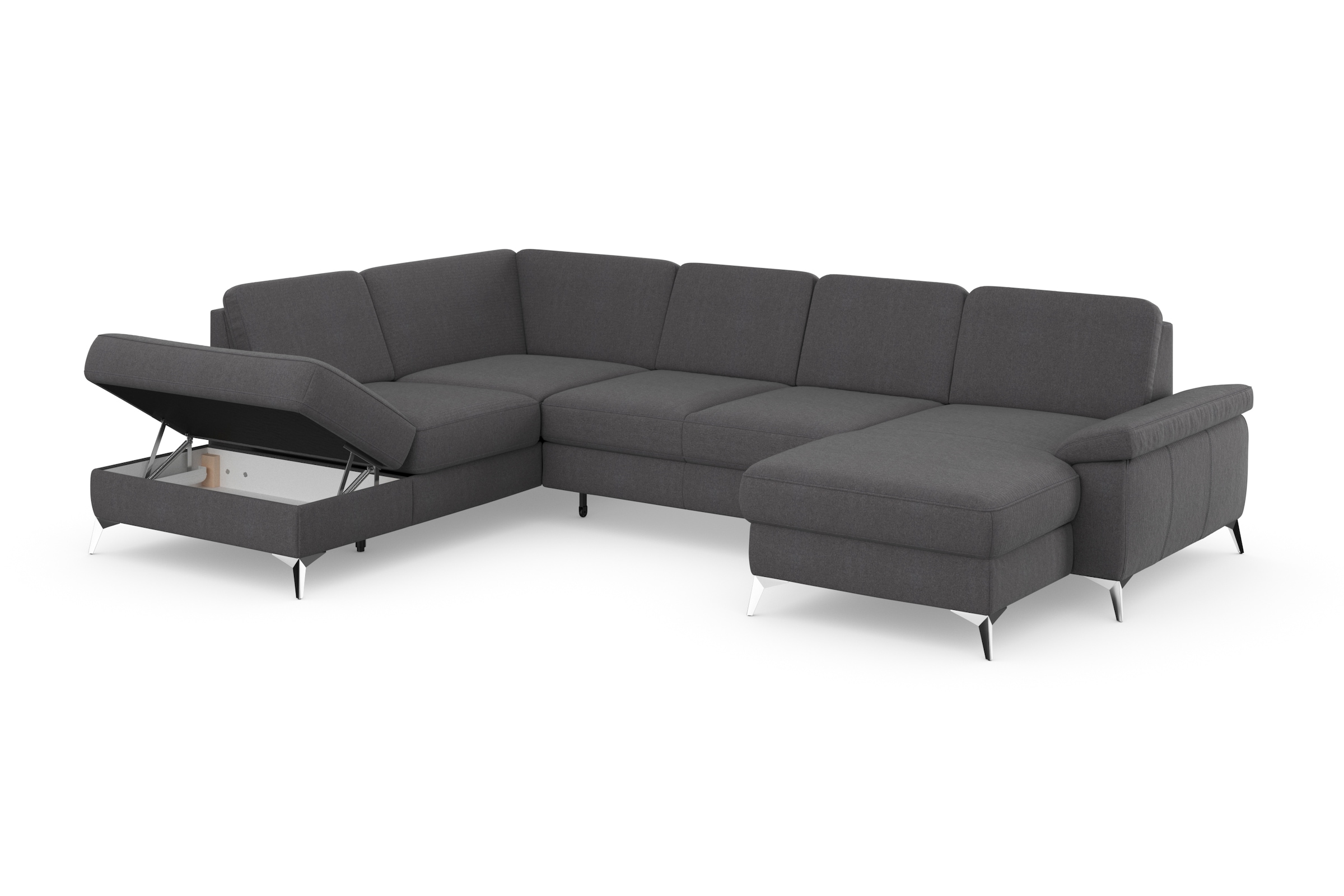 sit&more Wohnlandschaft »Padua U-Form«, inklusive Sitztiefenverstellung, Armteilfunktion und Federkern