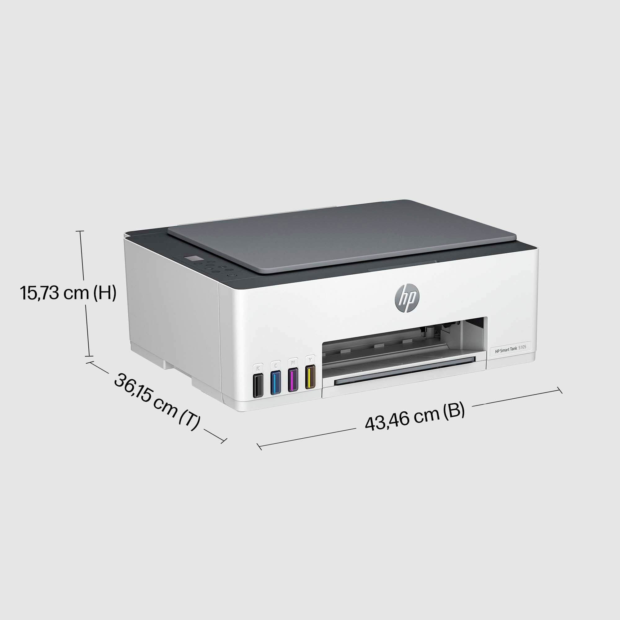 HP Multifunktionsdrucker »Smart Tank 5105 All-in-One-Drucker«, kompromisslose Qualität und bis zu 3 Jahre Tinte im Lieferumfang