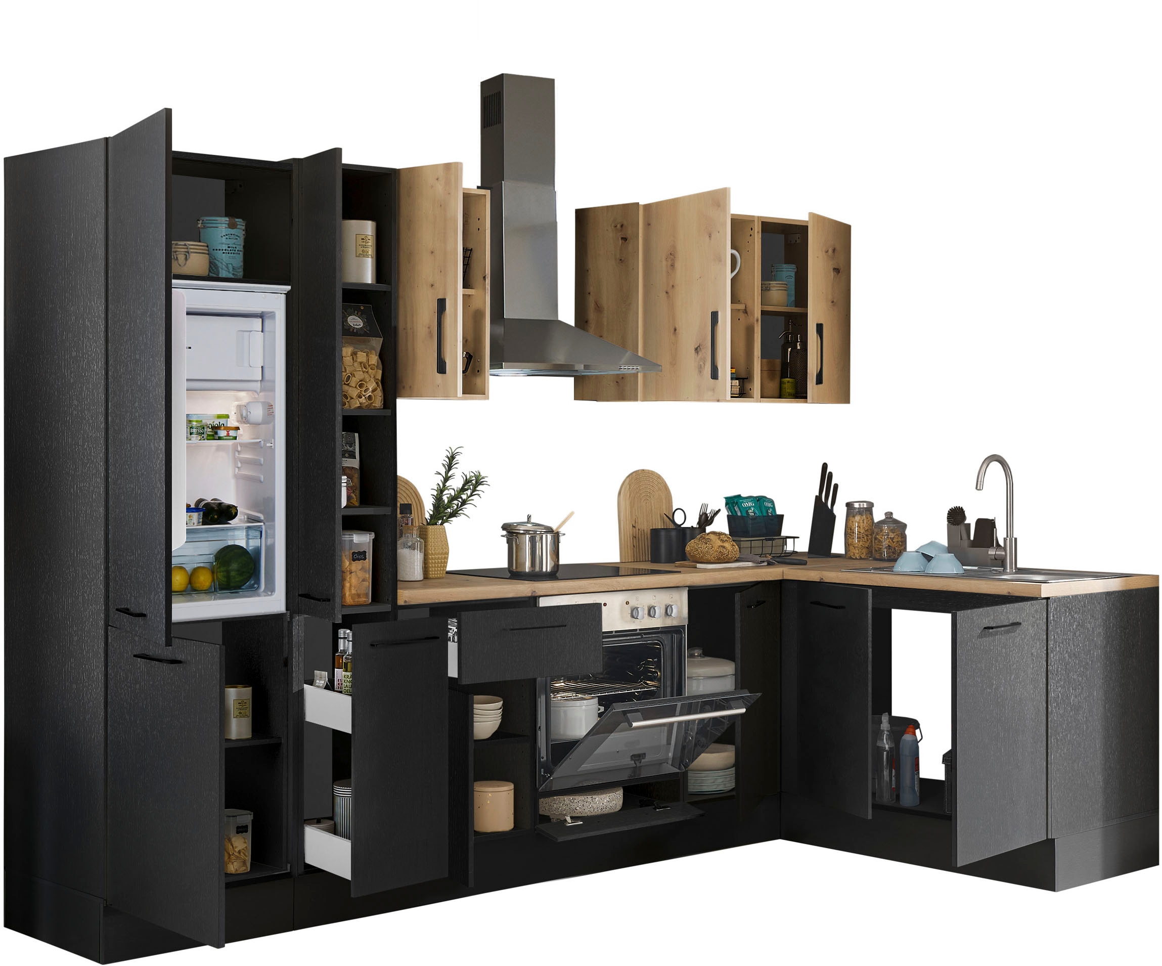 BASIC by Balculina Winkelküche »Turin« Stellbreite 300x175 cm, wahlweise mit E-Geräten