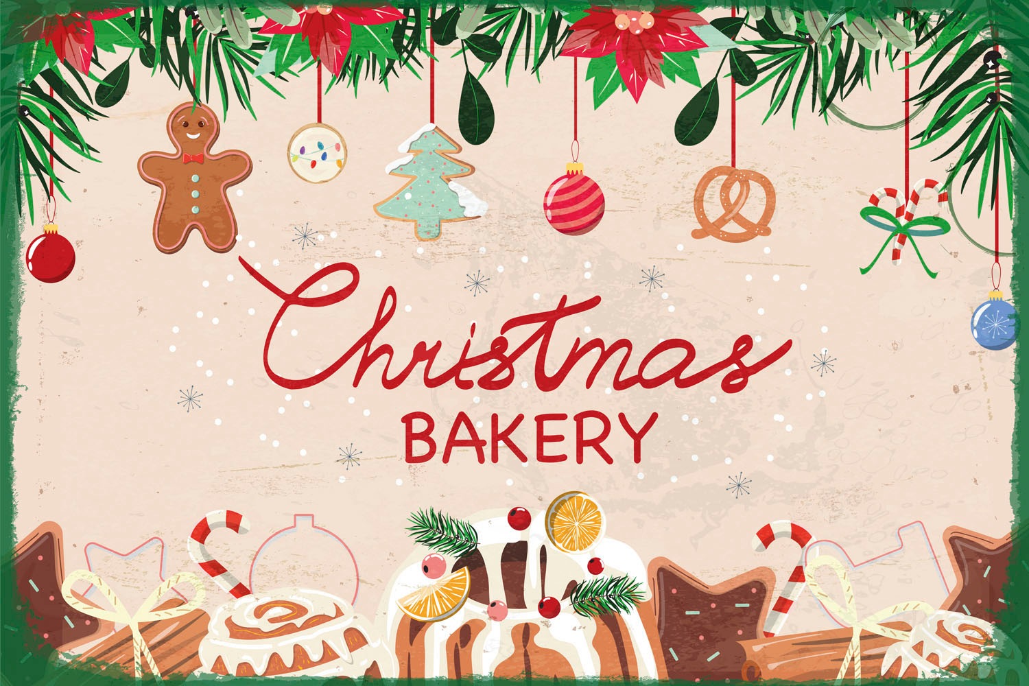 queence Metallbild »Christmas Bakery« Schriftzug | Schriftzüge | Weihnachten 1 Stk. tlg. Stahlschilder