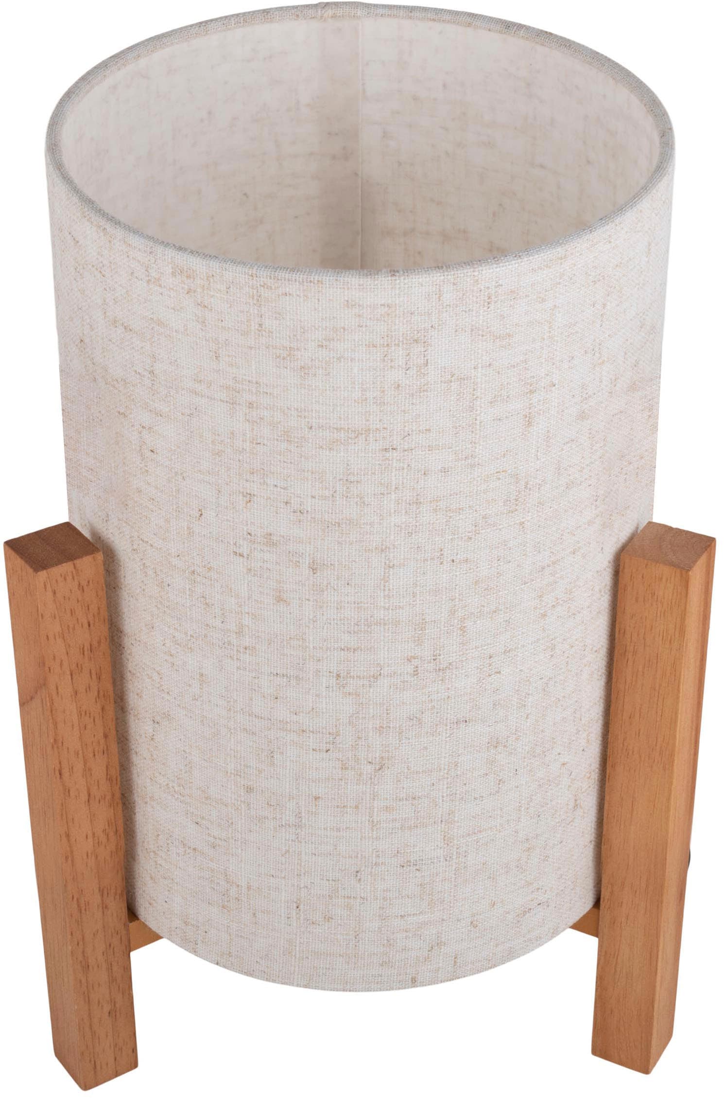 näve Tischleuchte »Matida«, 1 flammig, Leuchtmittel E27 | ohne Leuchtmittel, 1xE27 exkl., Holzgestell, Textilschirm natur, H: ca. 52cm, D: ca. 22cm