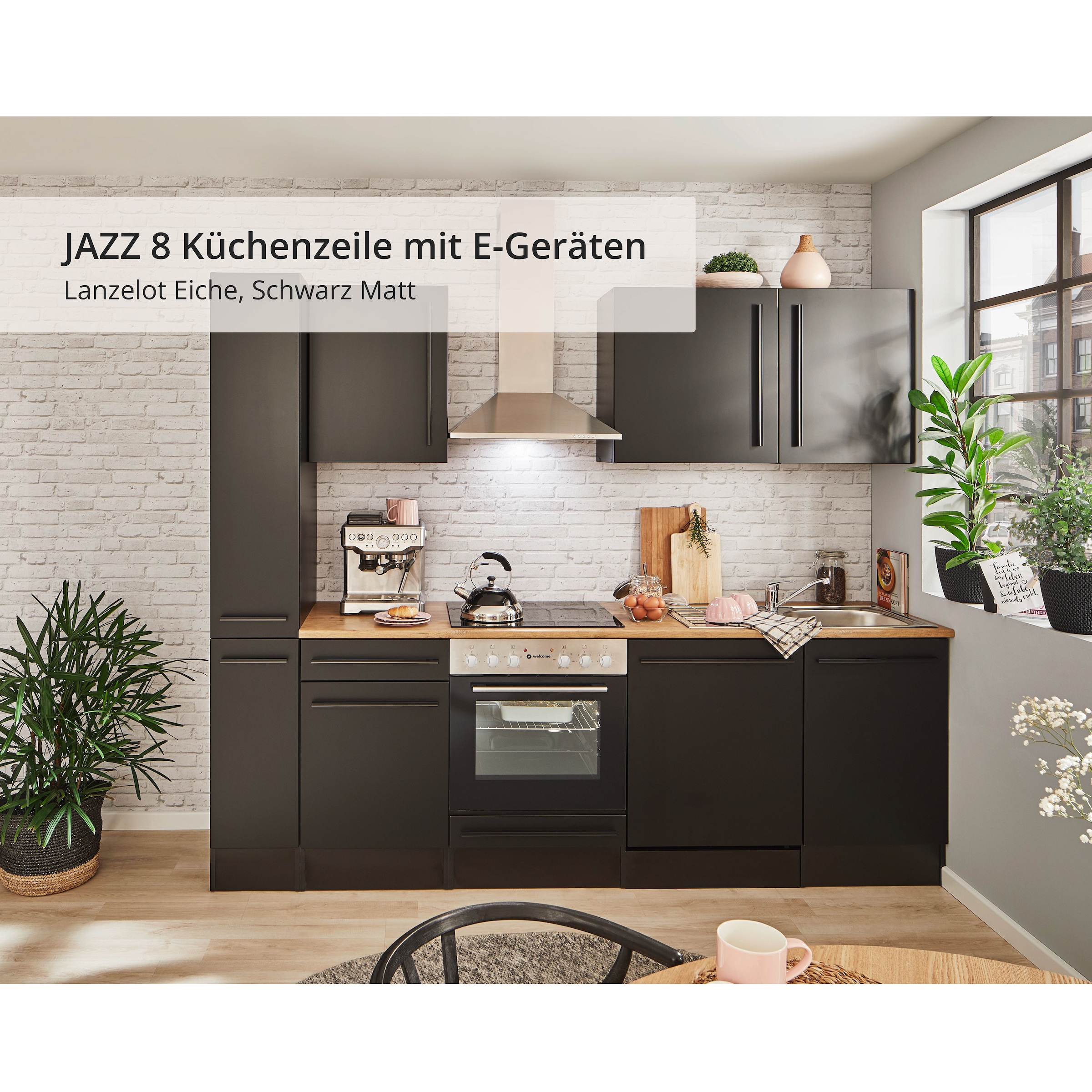 BASIC by Balculina Küchenzeile »Jazz«, Breite 250 cm, wahlweise mit E-Geräten