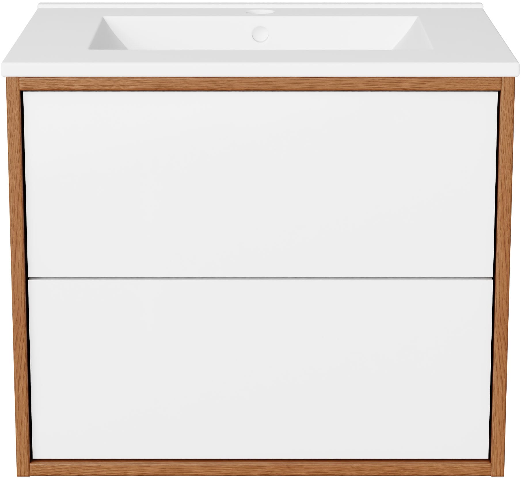 welltime Waschtisch »Waschbeckenunterschrank Line mit Waschbecken,Badmöbel,zwei Schubladen« Badschrank mit Waschbecken, Push to open, Maße B/H/T: 61/53/47 cm