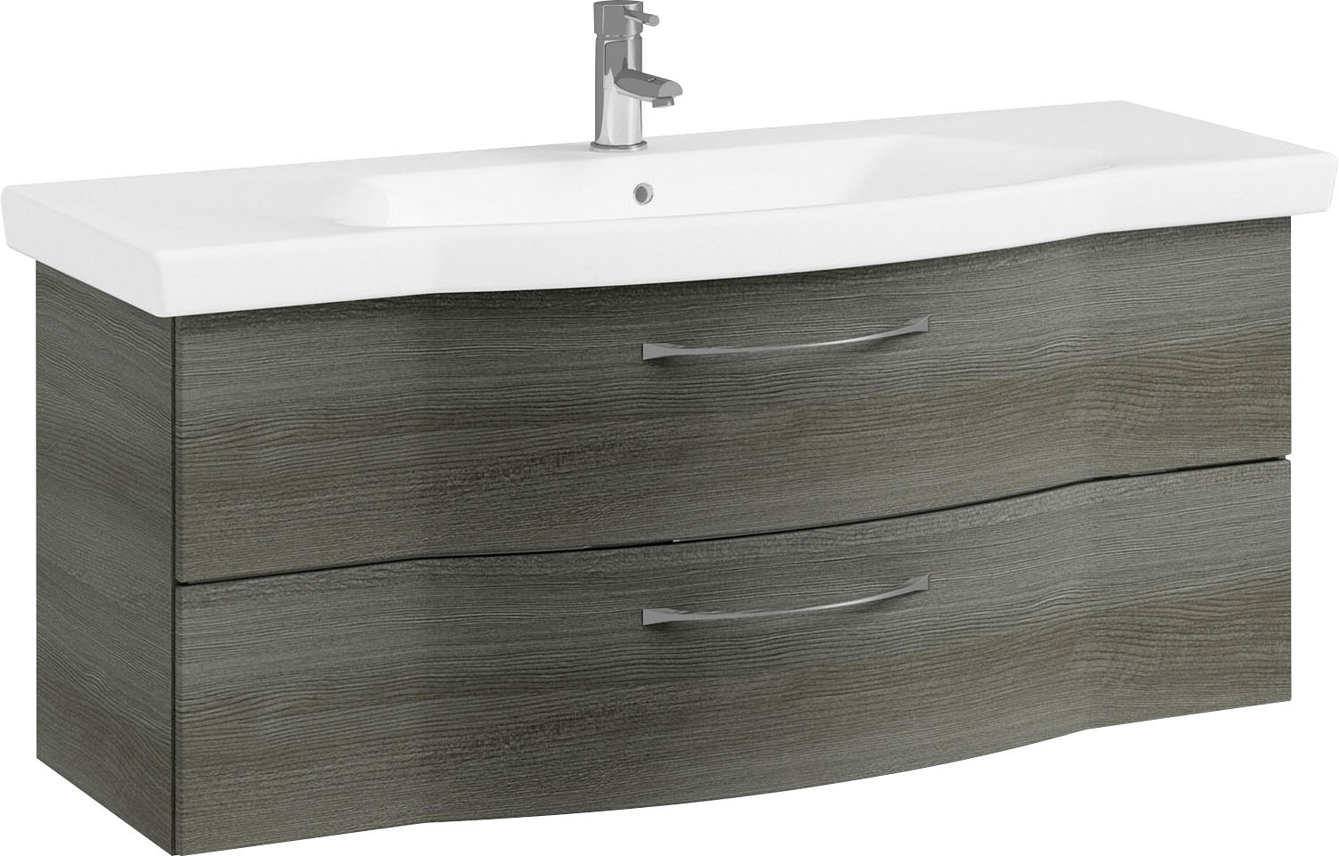 Saphir Badmöbel-Set »6005 Sprint 4-teilig, Keramik-Waschtisch mit LED-Spiegelschrank«, (5 St.), Unterschrank, Midischrank, inkl. Türdämpfer, 5 Türen, 5 Schubladen