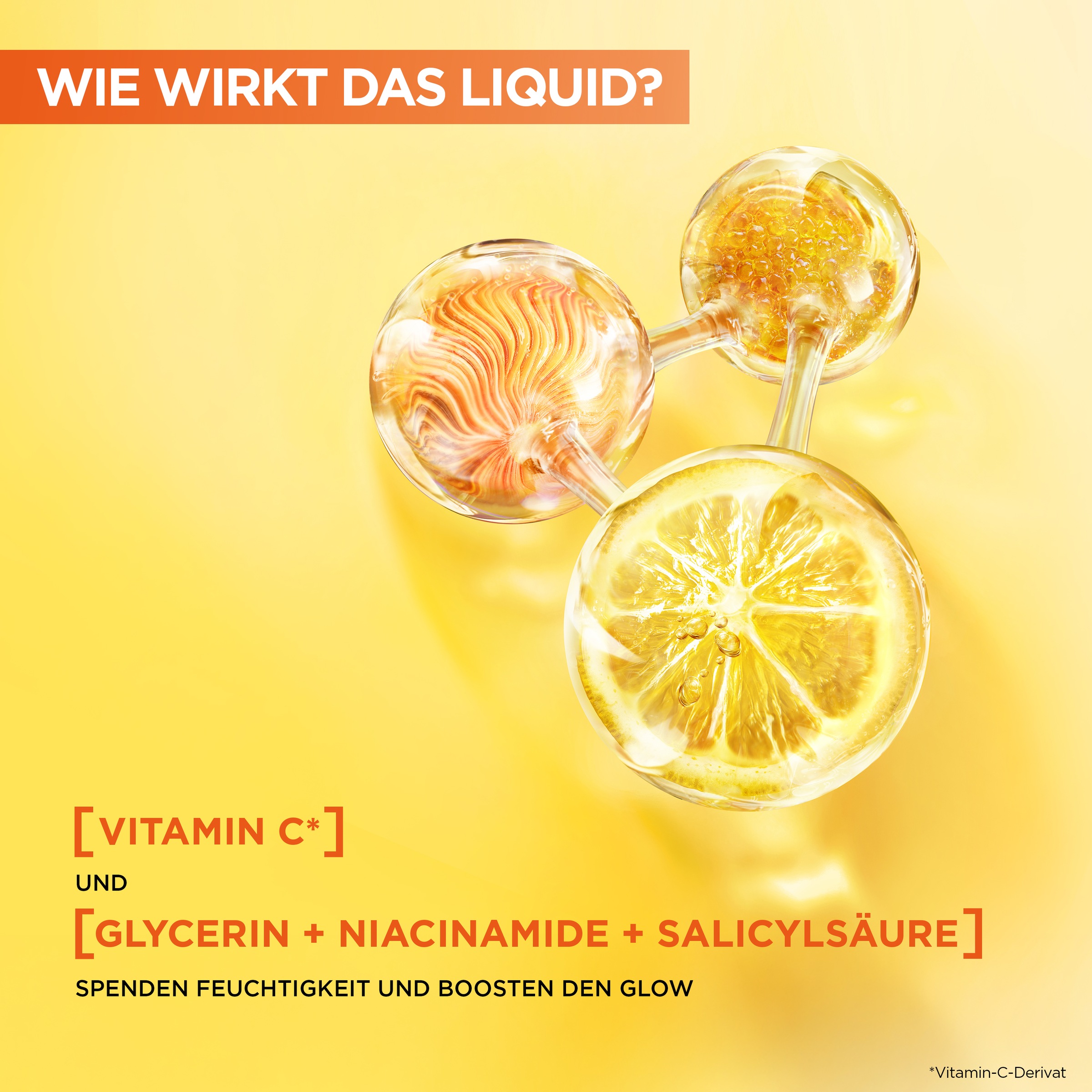 GARNIER Toner »Garnier Vitamin C* Glow Booster Liquid Care«, Spendet Feuchtigkeit und sorgt für ebenmäßigeren Teint.