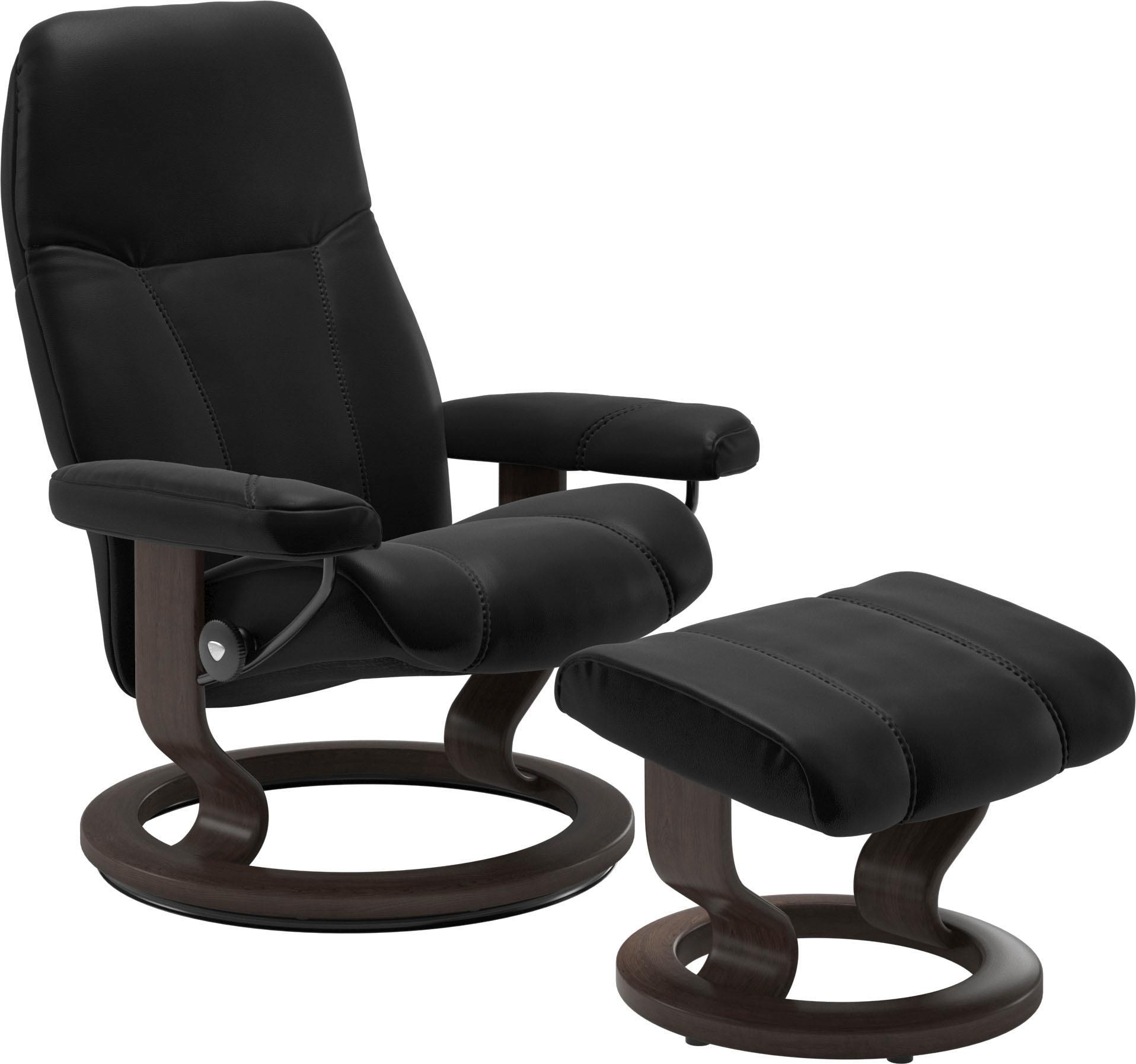 Stressless® Relaxsessel »Consul«, (Set, Relaxsessel mit Hocker), mit Hocker, mit Classic Base, Größe S, Gestell Wenge