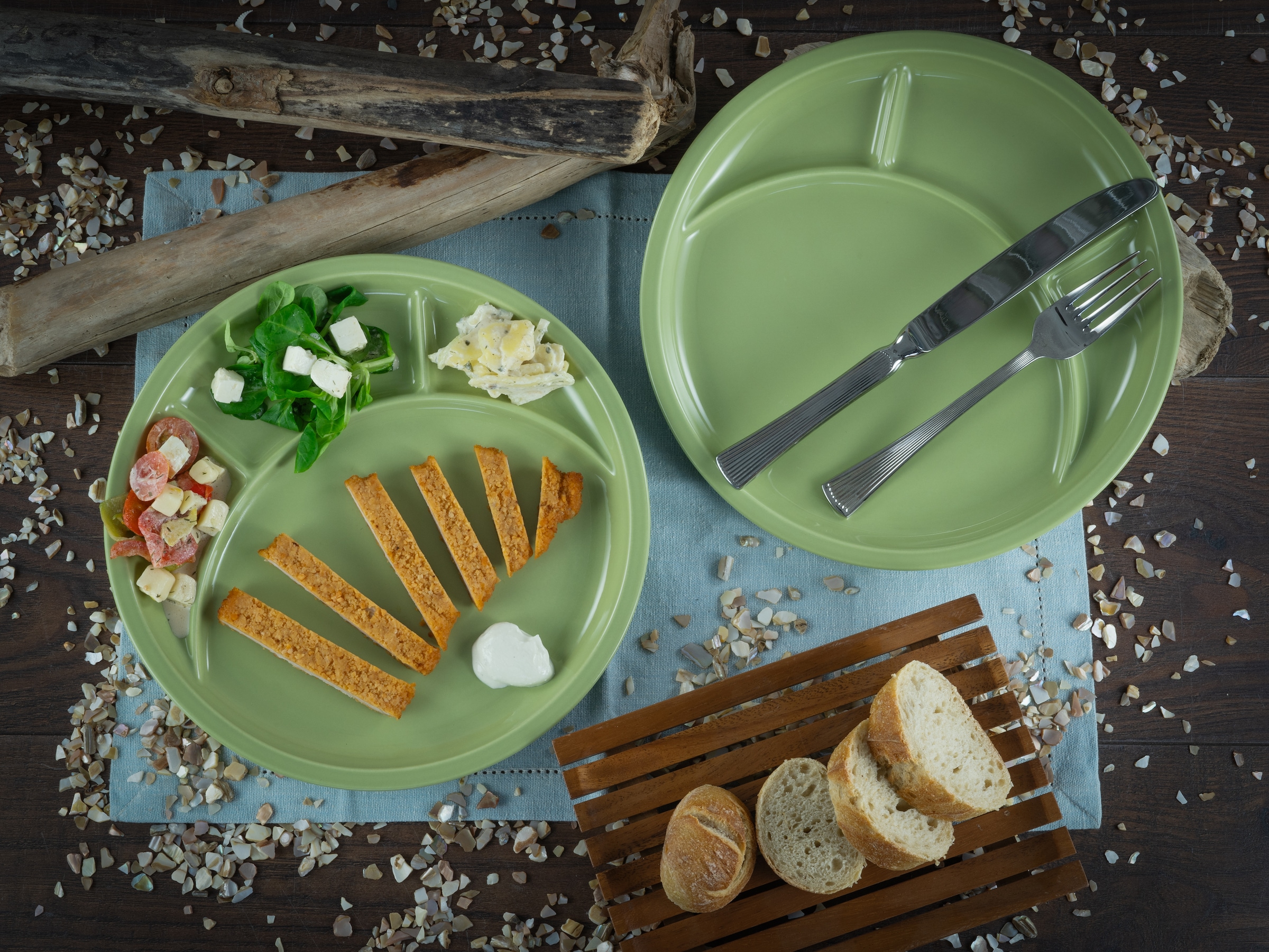 CreaTable Fondueteller »Universal Grün, Fondueteller 4-tlg« Spezielle Bodenkonstruktion