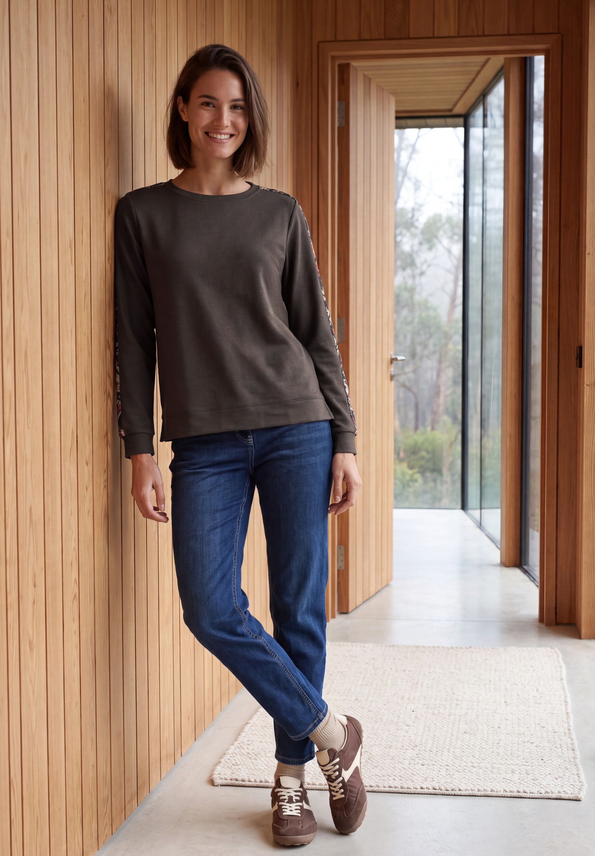 Cecil Langarmshirt mit Boat Neck und Print-Tape