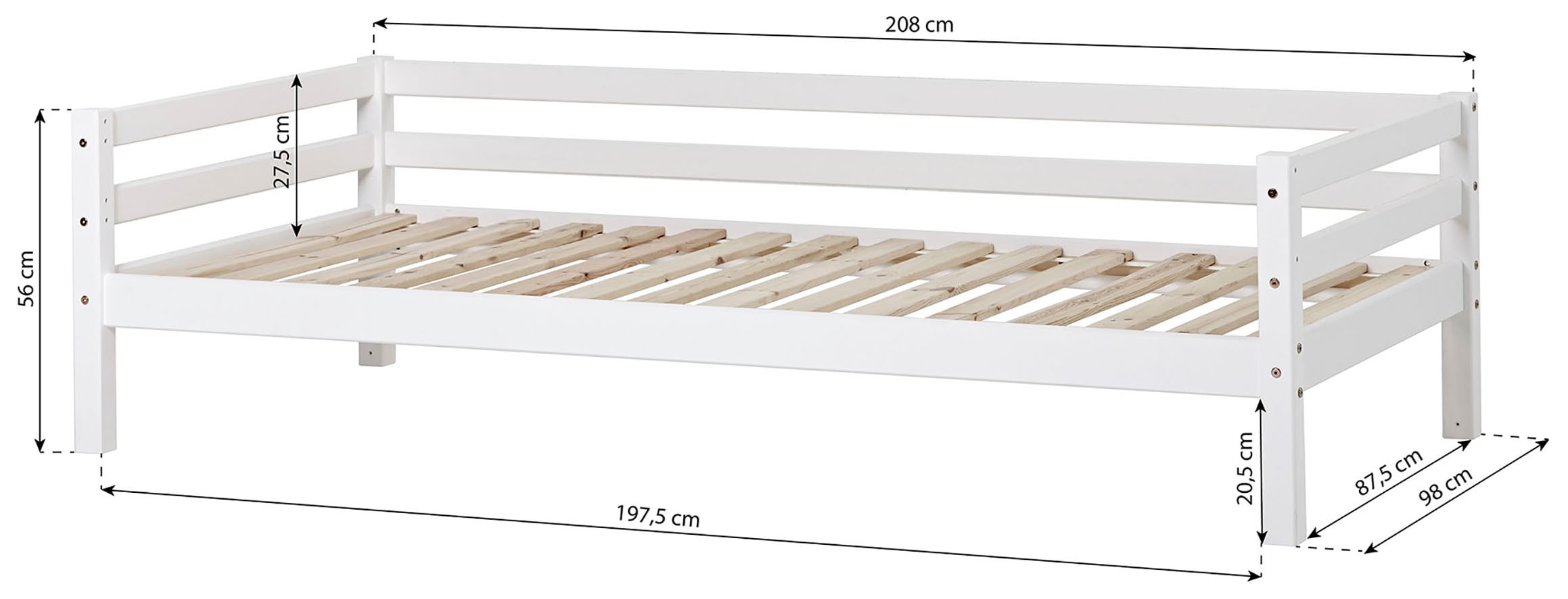 Hoppekids Daybett »Kinderbett ECO Dream, Einzelbett, Juniorbett 90x200« Bett,  Weiß, Grün, Blau, Rosa, Grau