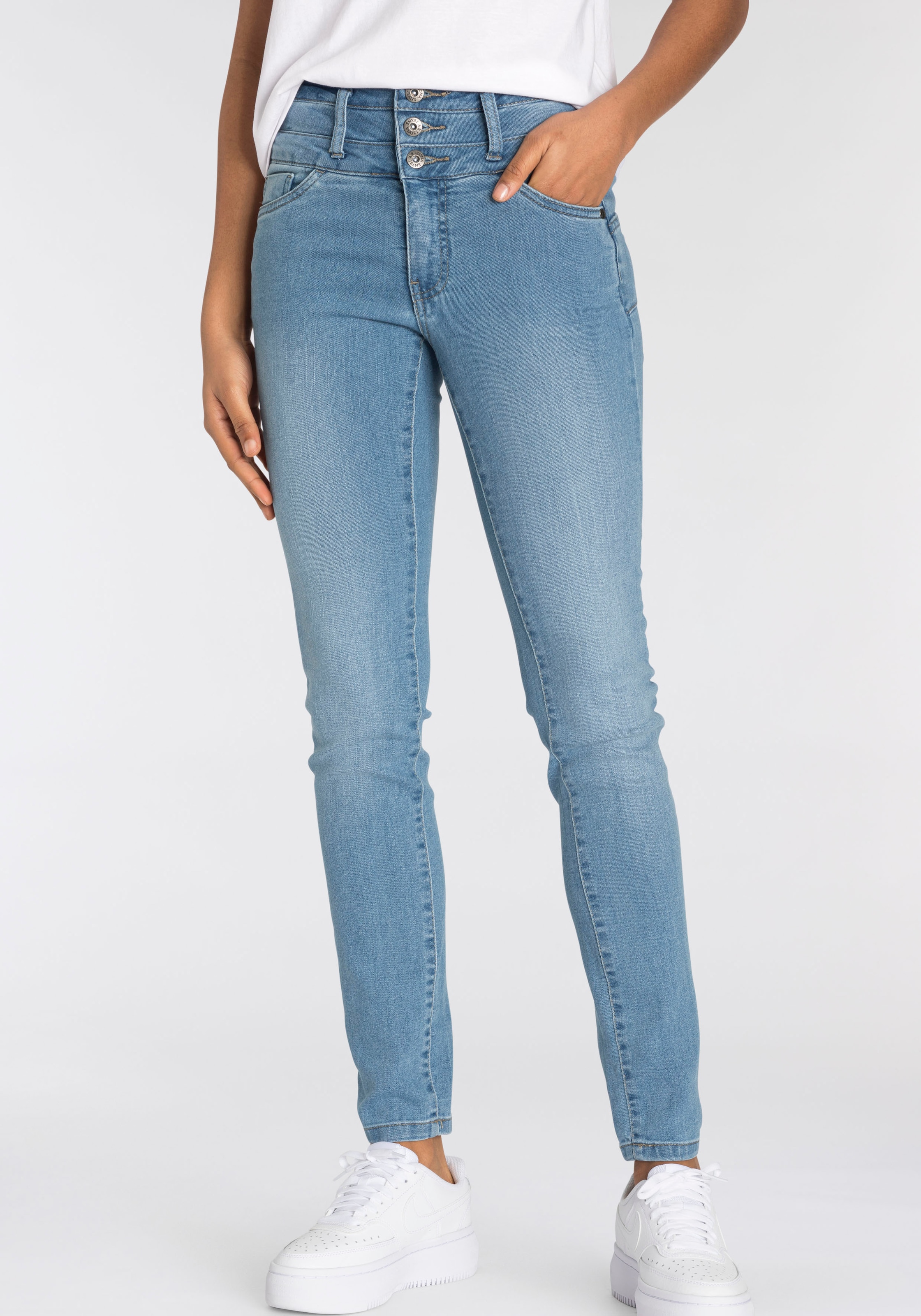 Slim-fit-Jeans »mit extra breitem Bund«, High Waist