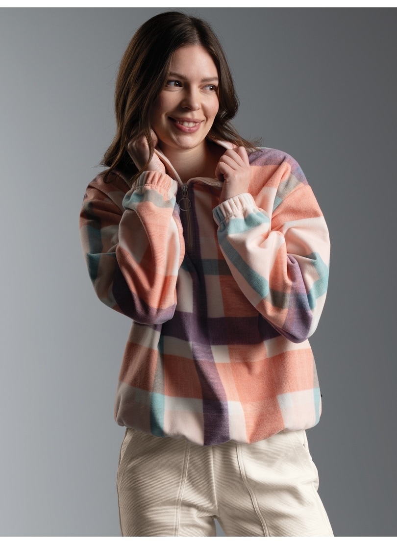 Trigema Strickfleece-Pullover »TRIGEMA Fleece Sweatshirt mit Stehkragen und Karo Design«