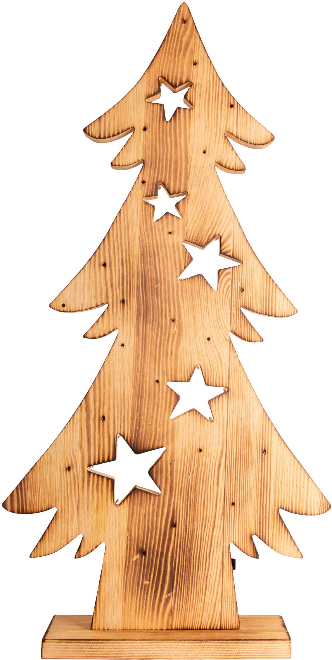näve LED Dekoobjekt »LED-Holztannenbaum h: 70cm, Weihnachtsdeko aussen«, 1 flammig, Timerfunktion (6on/18off), AA Batterie 1,5V, für Außen geeignet