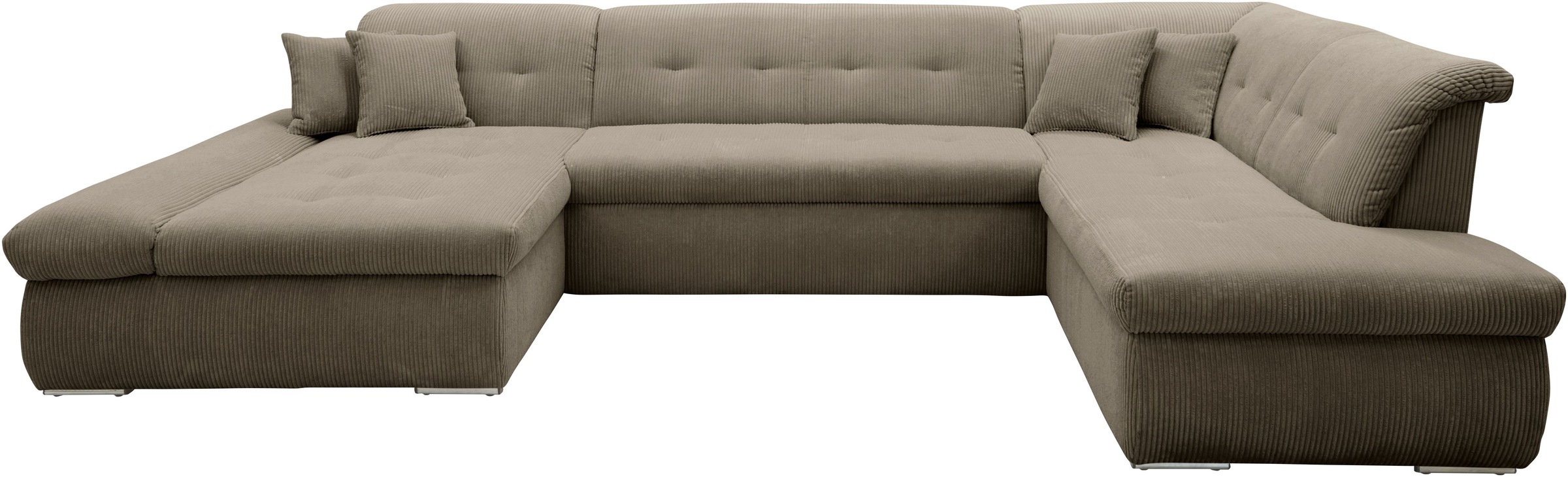 DOMO collection Wohnlandschaft »Moric U-Form auch in Cord«, im XXL-Format, wahlweise mit Bettfunktion und Armlehnenverstellung