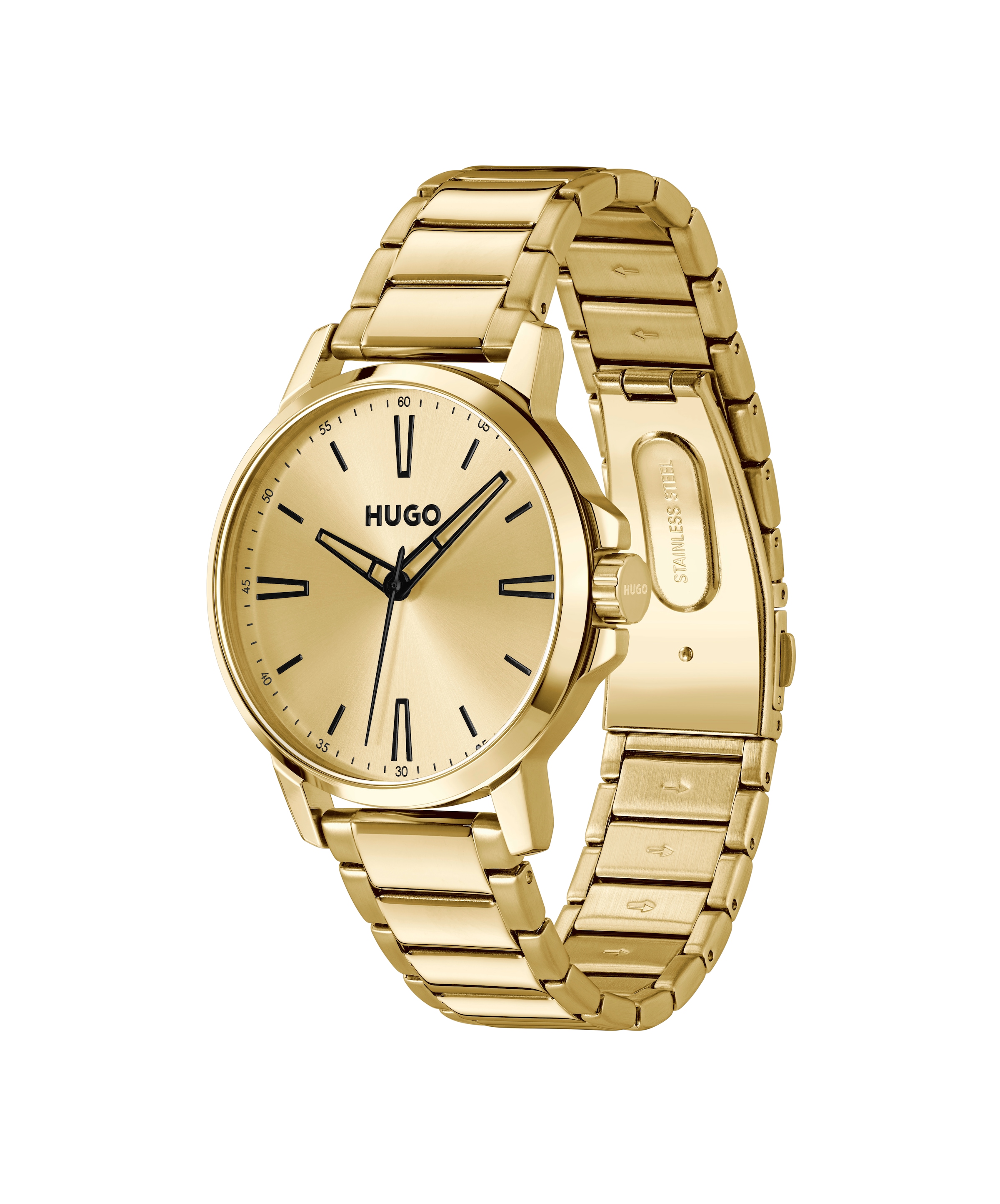 HUGO Quarzuhr »#SMOOTH« Armbanduhr, Herrenuhr, Edelstahlarmband, analog