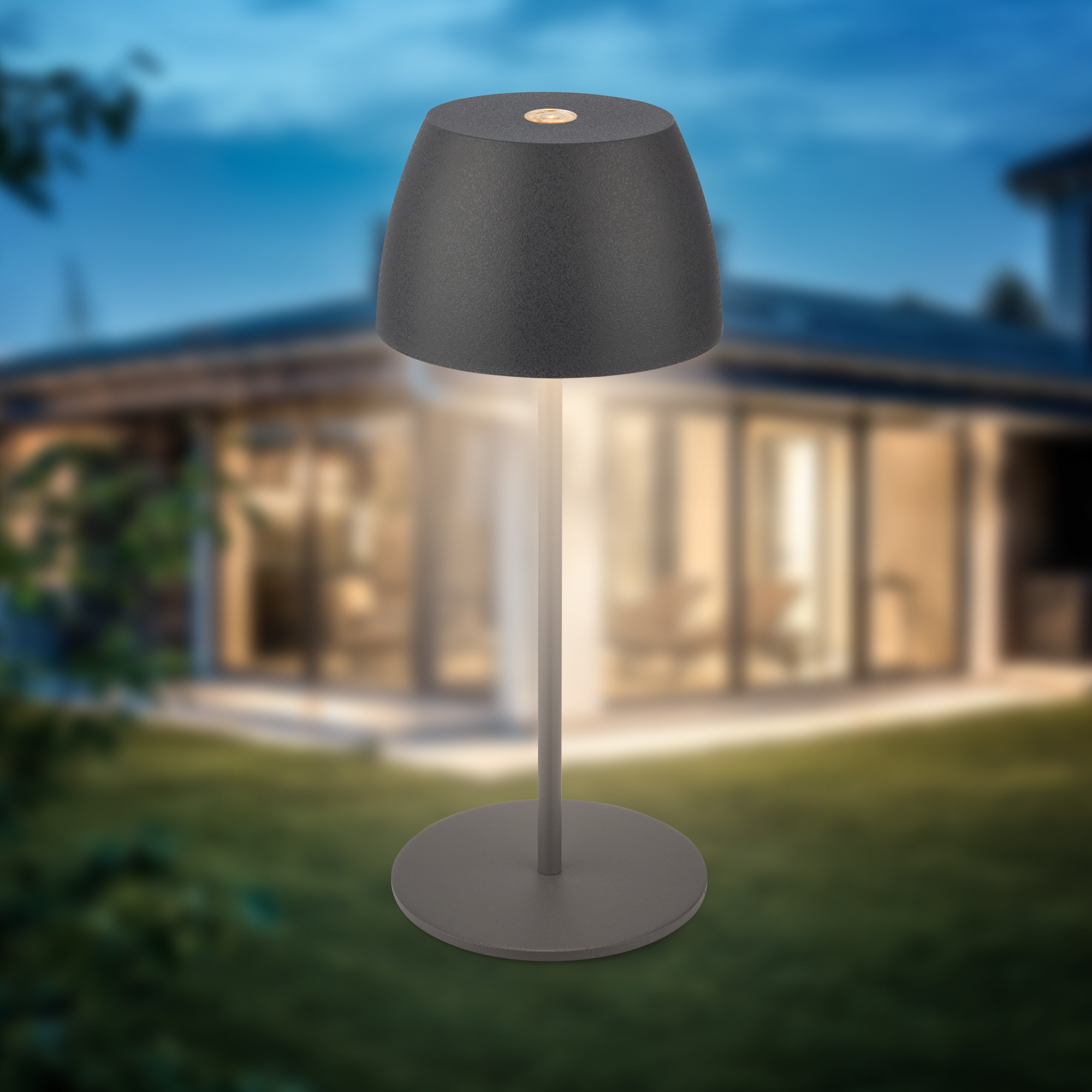 B.K.Licht Außen-Tischleuchte »BK_TL1606 Mini Akku LED Tischlampe, Touchdimmer, mit USB-C« LED-Modul 1 Stk. Extra-Warmweiß 2.700 K, 150Lm, 2,5W, Akku wechselbar, max. 24h Leuchtdauer, Anthrazit