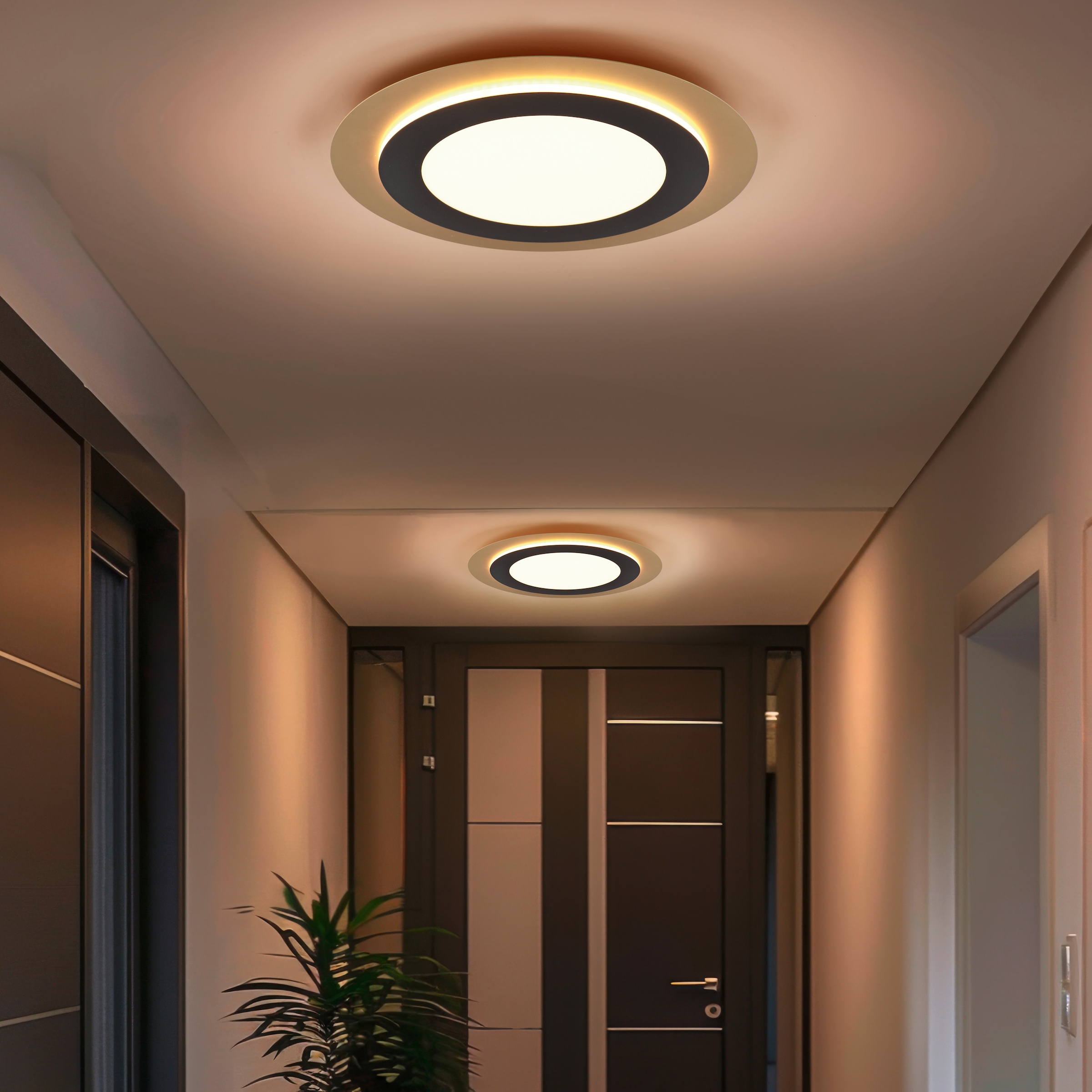 TRIO Leuchten LED Deckenleuchte »MORGAN, runde Deckenlampe Ø 45cm, dimmbar, CCT, Memoryfunktion, Timer« LED-Board 1 Stk. warmweiß - kaltweiß Nachtlicht, 42W 5600 Lumen, 2700-6500 Kelvin, inkl Fernbedienung