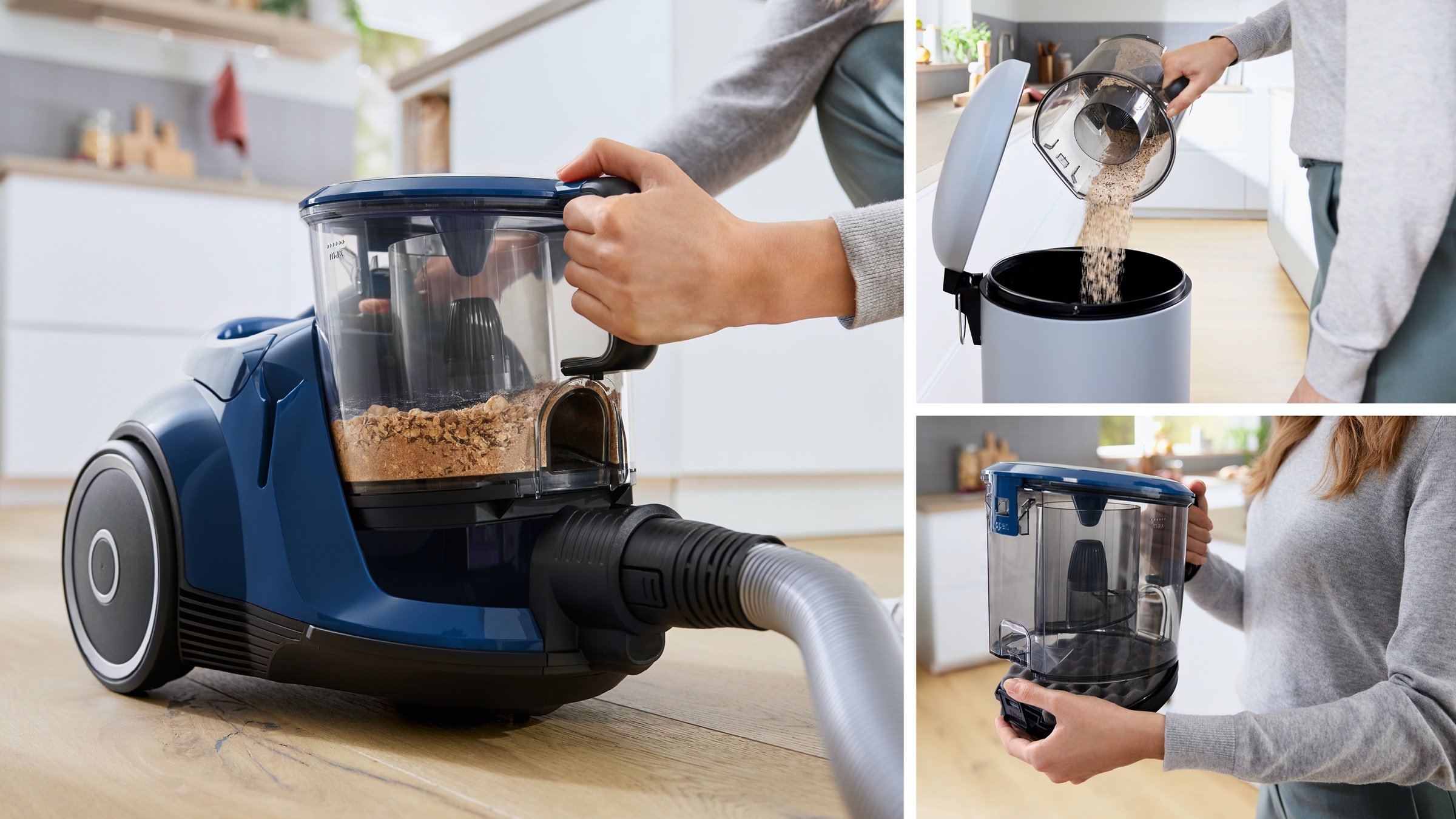 BOSCH Bodenstaubsauger »Serie 6 BGC41XECO, ideal für Allergiker, Hygiene-Filter«, beutellos, 10 Jahre Motorgarantie, XXL-Polsterdüse, lange Fugendüse, leise, blau
