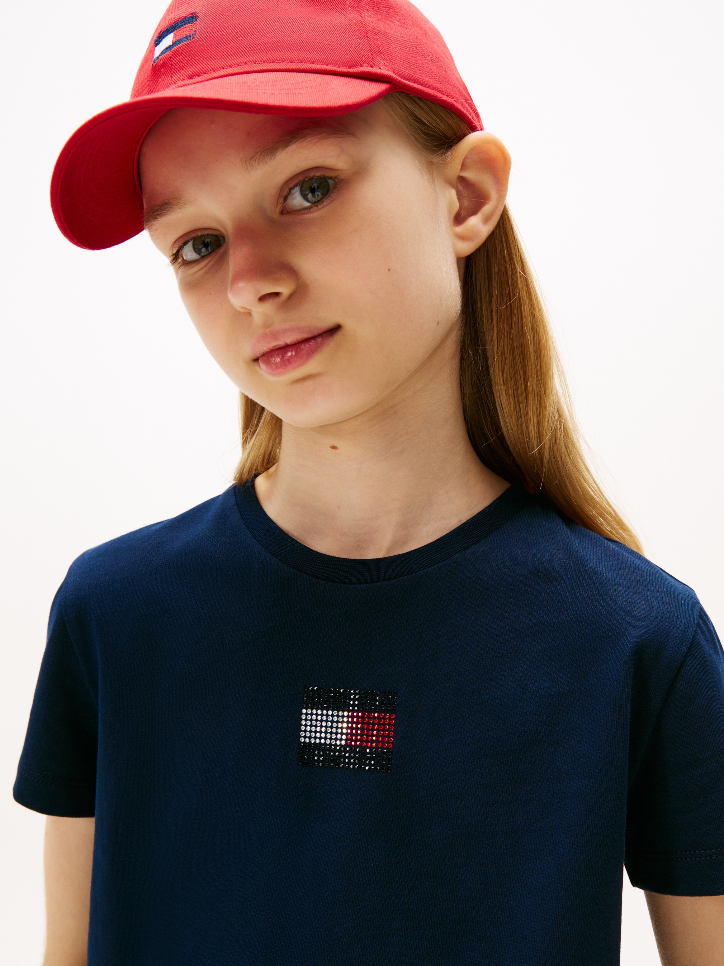 Tommy Hilfiger T-Shirt »RHINE STONE FLAG TEE S/S«, Kinder bis 16 Jahre