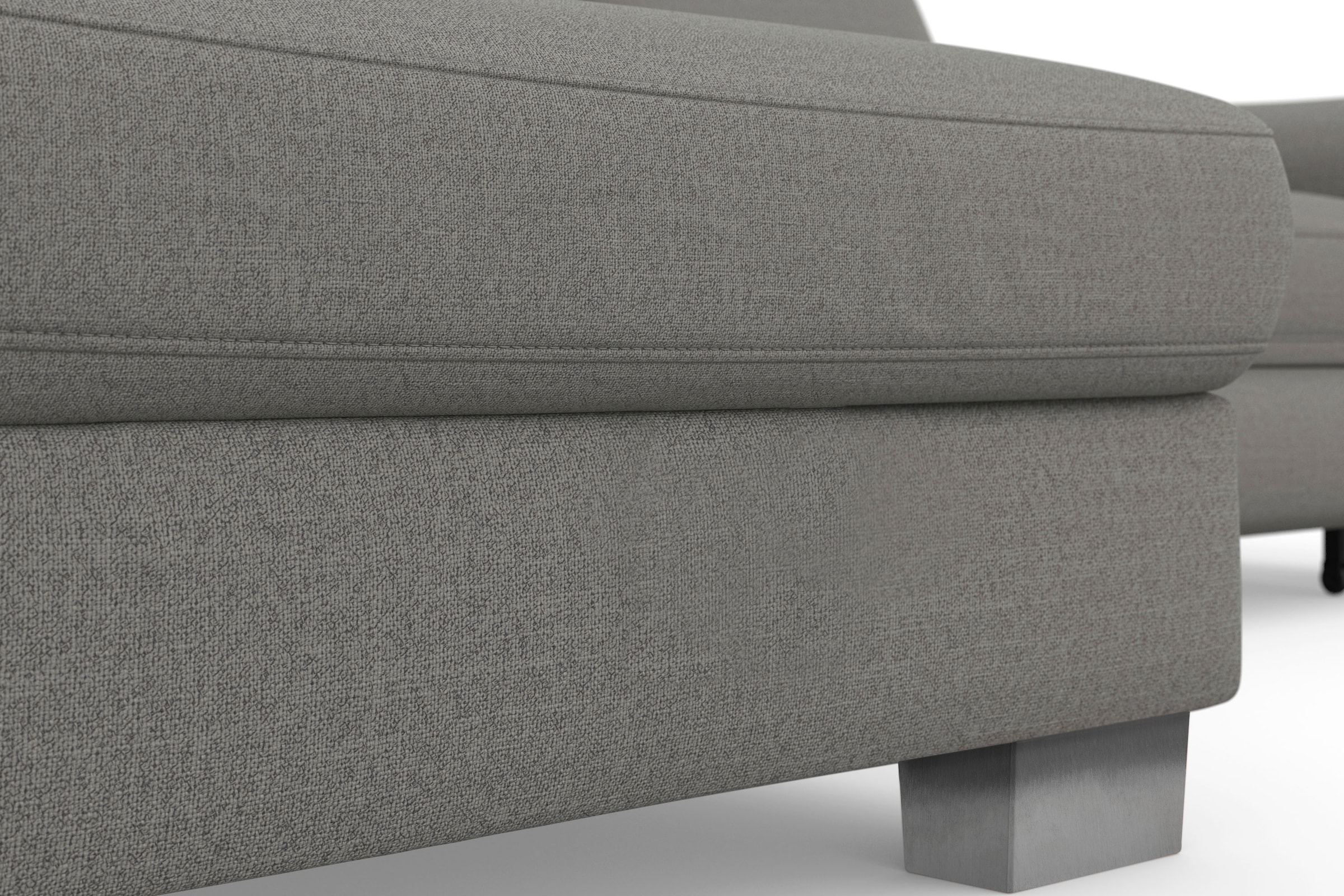 sit&more Ecksofa »Dundee L-Form«, mit Federkern und Edelstahlfüßen, wahlweise mit Kopfteilverstellung