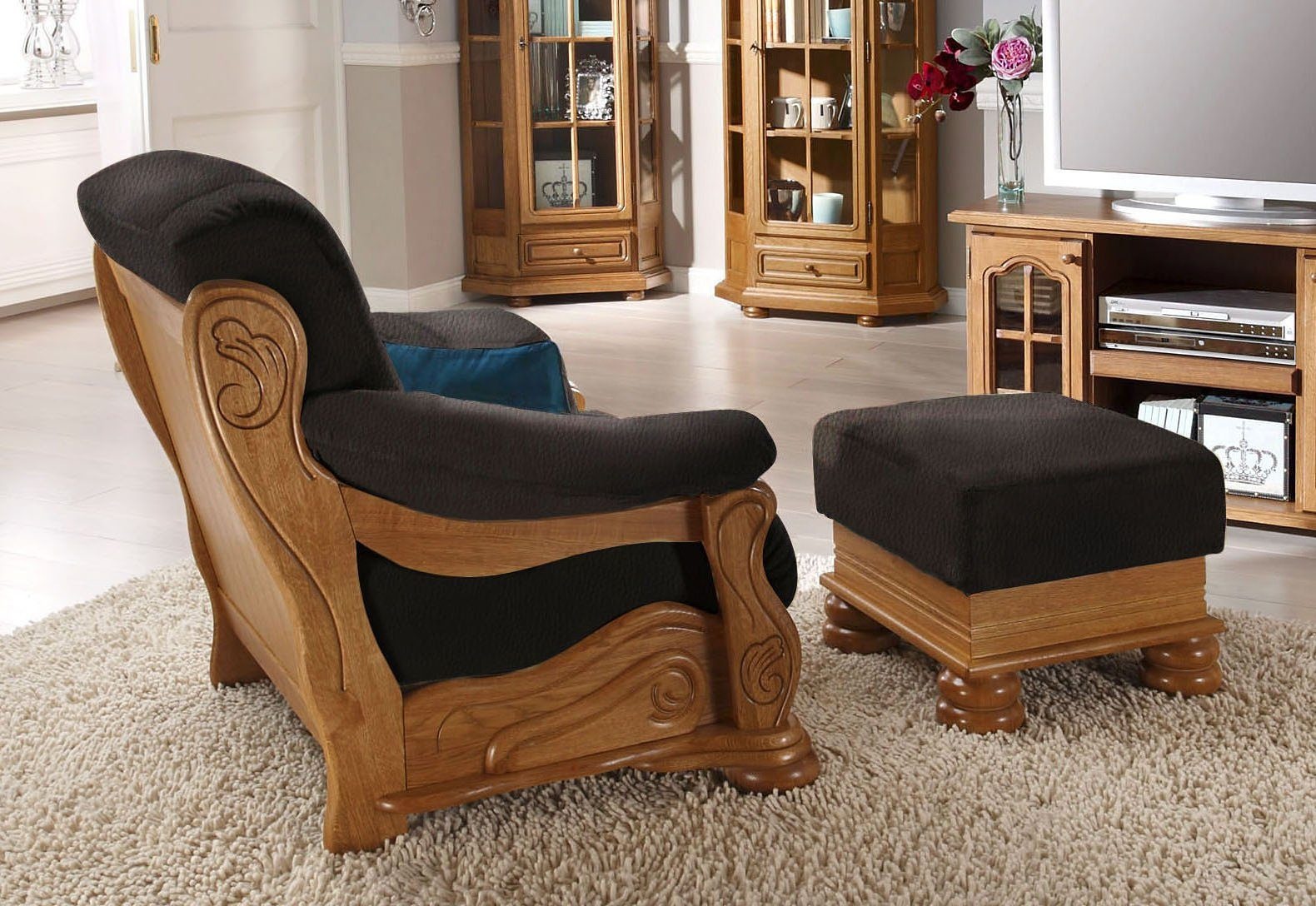 Max Winzer® Hocker »Texas«, mit dekorativem Holzgestell