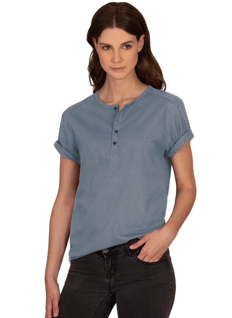 Trigema T-Shirt »TRIGEMA T-Shirt mit Knopfleiste DELUXE Baumwolle«, (1 tlg.)