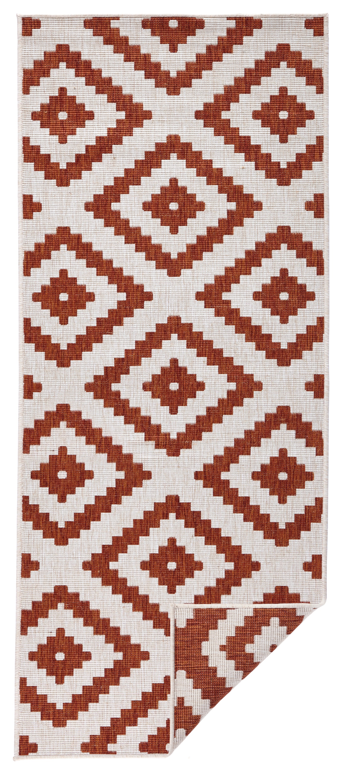 NORTHRUGS Teppich »Malta Wendeteppich«, rechteckig, 5 mm Höhe, In-& Outdoor, Wetterfest, Balkon, Terrasse, Raute, Läufer, Wohnzimmer