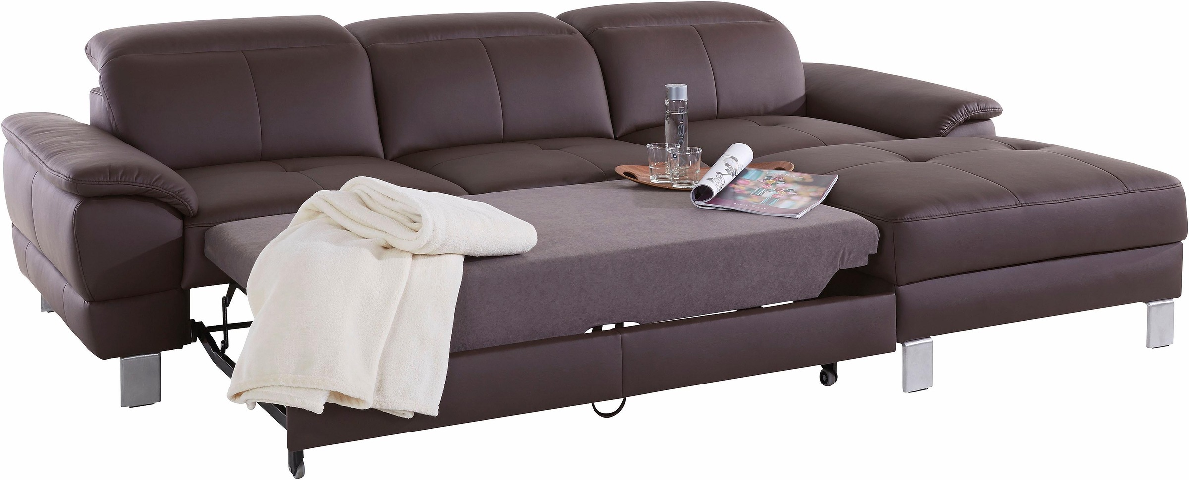 exxpo - sofa fashion Ecksofa »Mantua 2, inkl. Kopf- bzw. Rückenverstellung, bequem, L-Form«, wahlweise mit Bettfunktion und Bettkasten, tolle Verarbeitungsdetails