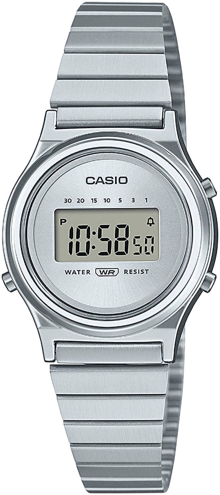 CASIO VINTAGE Chronograph, Quarzuhr, Armbanduhr, Damenuhr, Edelstahlarmband,digital,Stoppfunktion