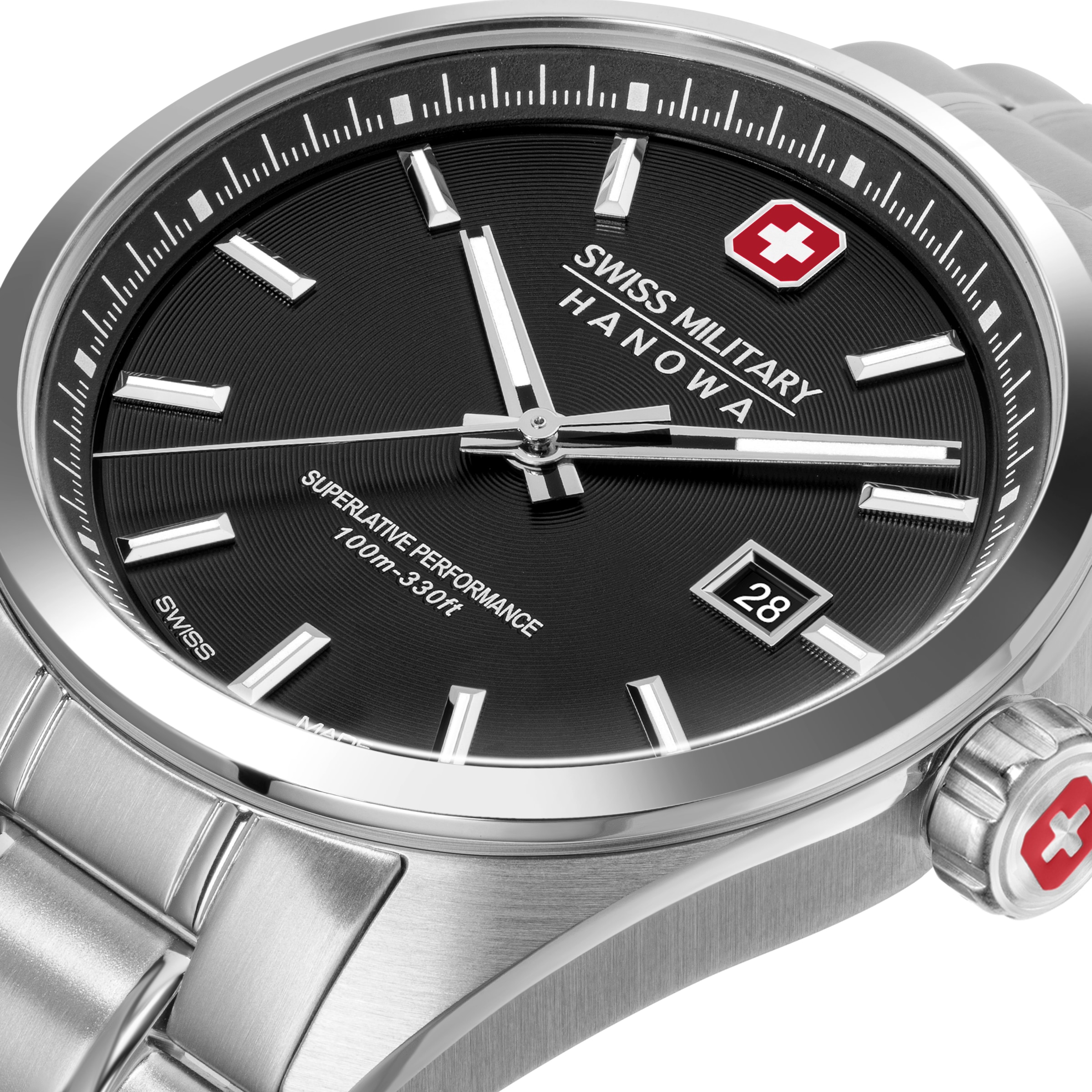 Swiss Military Hanowa Quarzuhr »Pioneer« Armbanduhr, Herrenuhr, Swiss Made, Edelstahlarmband, analog, Tag
