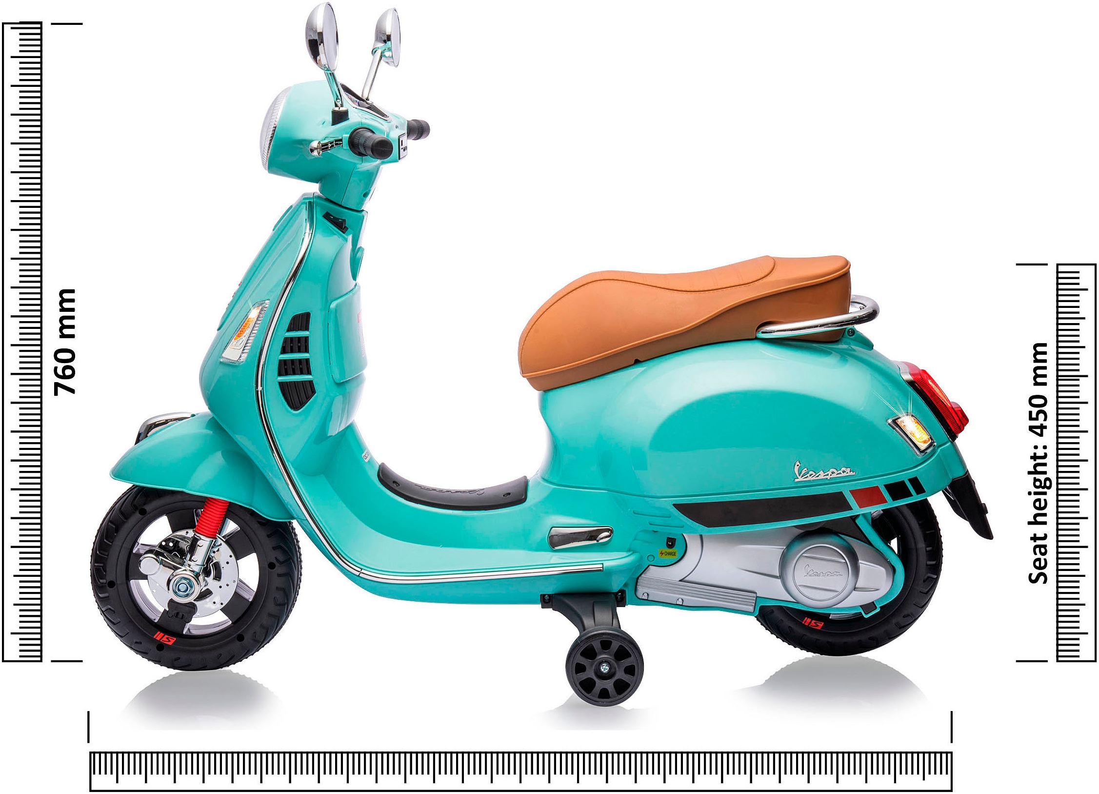 Jamara Elektro-Kinderroller »Ride-on Vespa GTS 125 mintgrün 12V«, ab 3 Jahren, bis 30 kg, mit Licht