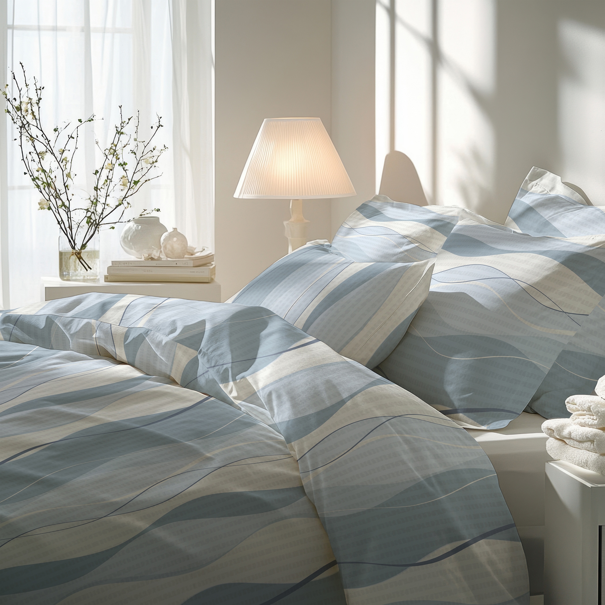 Florella Bettwäsche »Veifa blau Soft-Touch Seersucker,  50% Baumwolle, 50% Viskose«