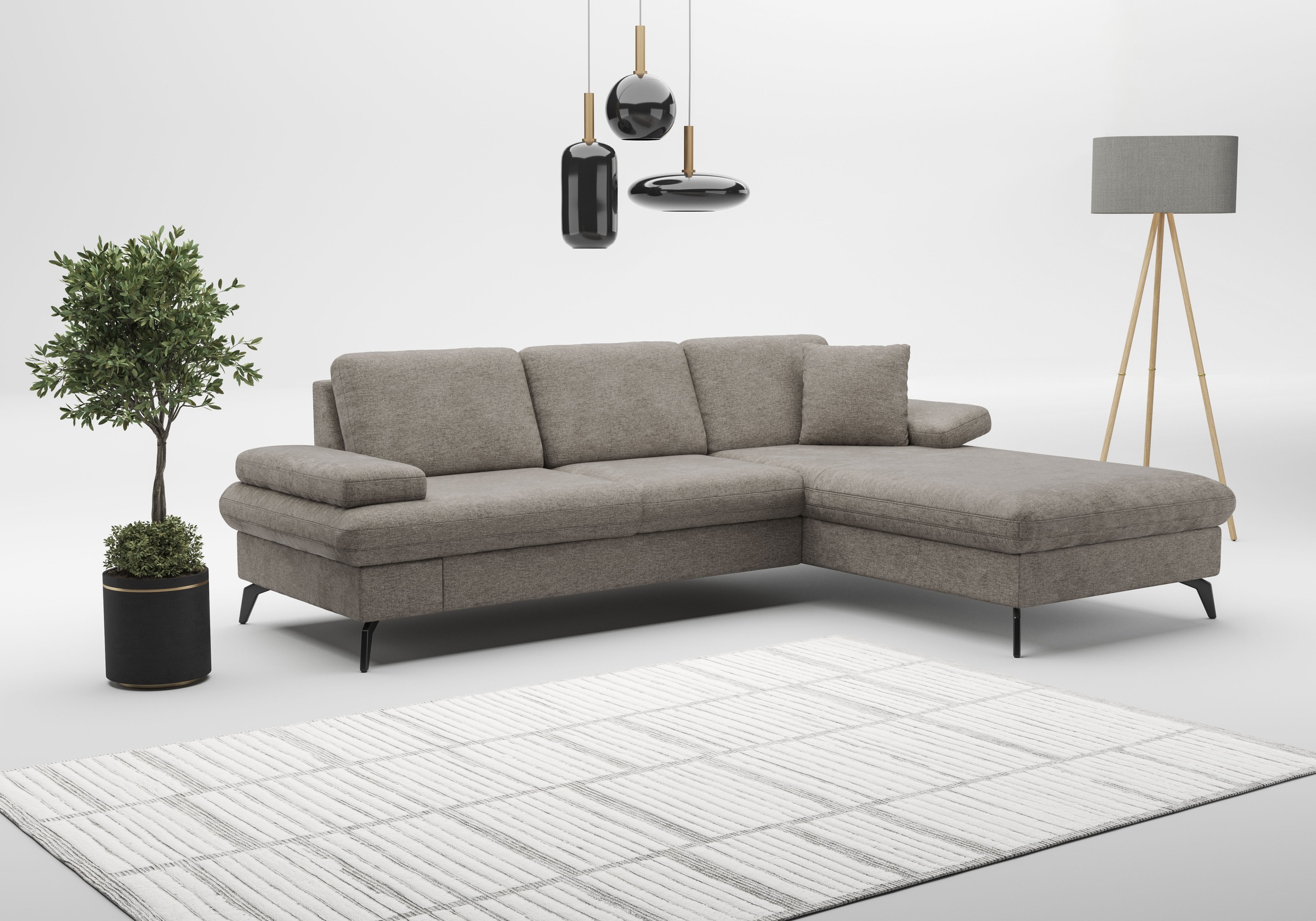 sit&more Ecksofa »Morris Jubi L-Form«, inkl. Armteilfunktion und 1 Zierkissen, wahlweise mit Bettfunktion