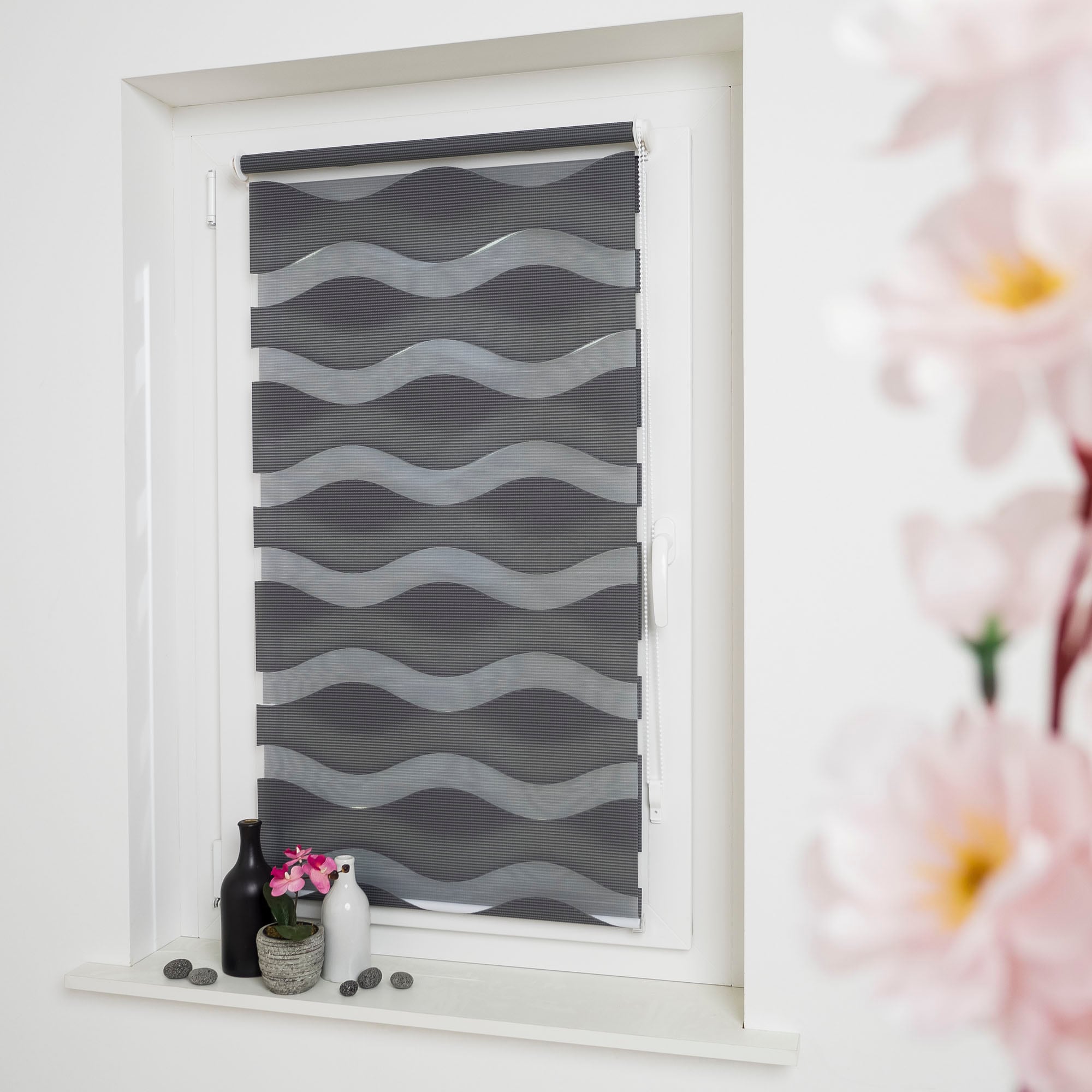 GARESA Doppelrollo »Welle« Lichtschutz ohne Bohren freihängend dekorativ, stufenlos verstellbar